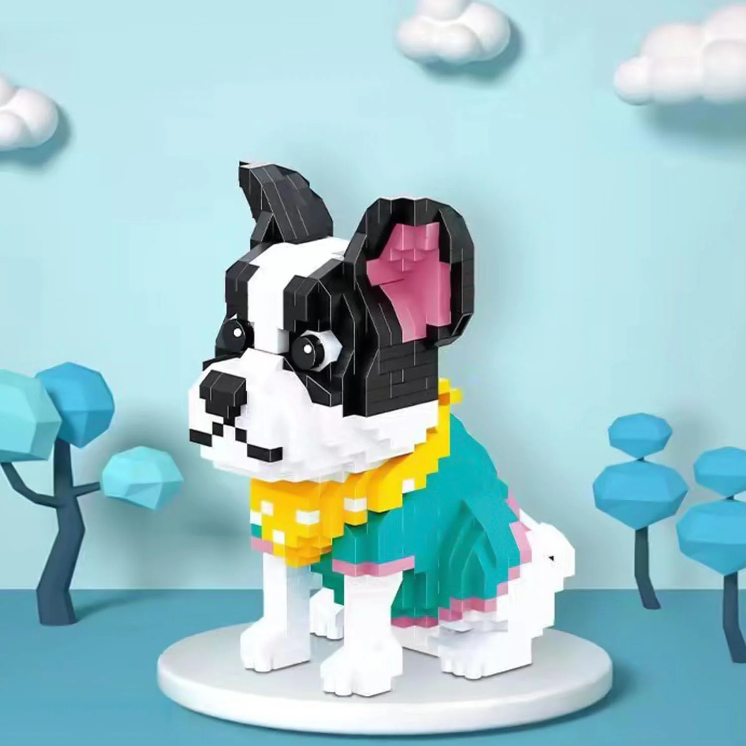 Мікроблоки для конструювання Милий песик YILETKC Французький бульдог 917 деталей, фото №3