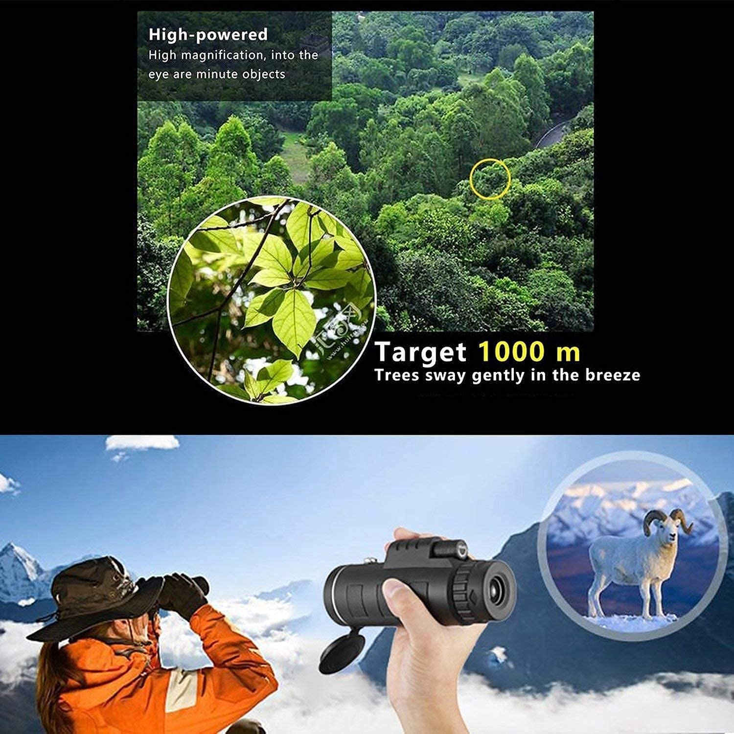 Монокуляр WANWEN Teleskop 40x60 с креплением для телефона и штативом, фото №3