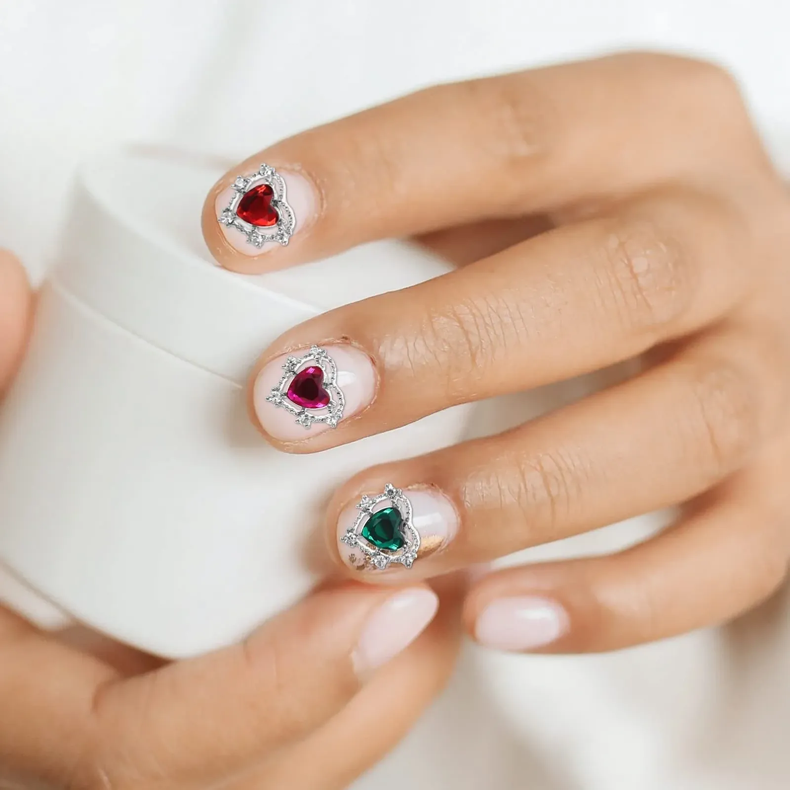 Прикраса для нігтів Серце FRCOLOR 30шт Стрази, різнокольорові блискітки, фото №7