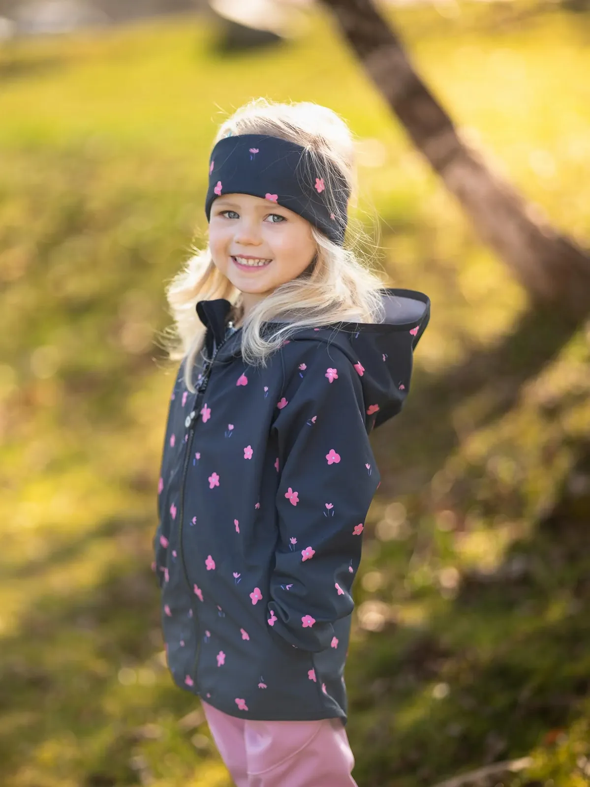 Детская куртка софтшелл Unuo Basic Fleece Цветы черный, фото №5