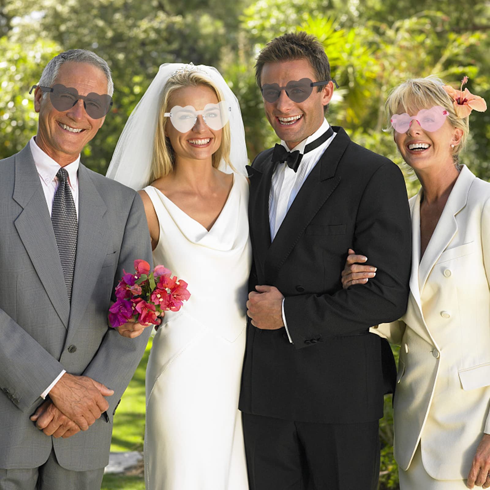 Сонцезахисні окуляри у формі серця, Набір 8 штук, Прозорі ретро, фото №4