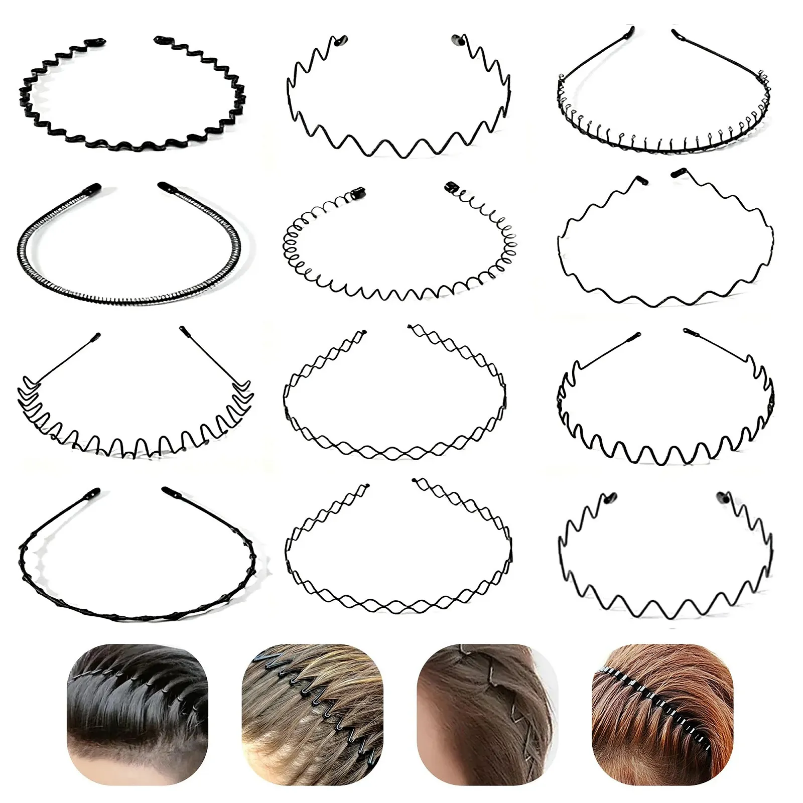Набір металевих обручів для волосся 12 шт., фото №1