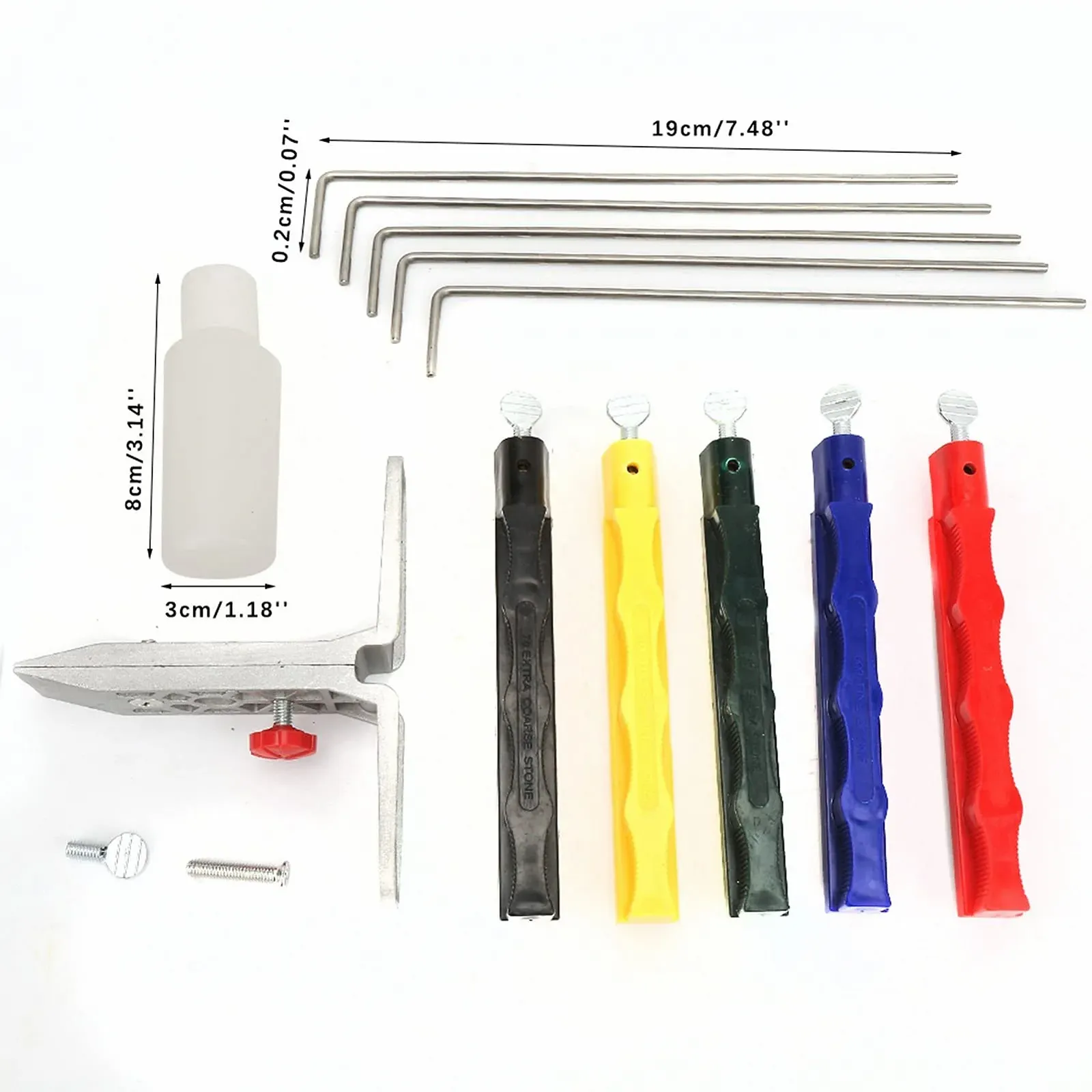 Набор для заточки ножей профессиональный с точильным камнем и фиксированным углом в кейсе, фото №6