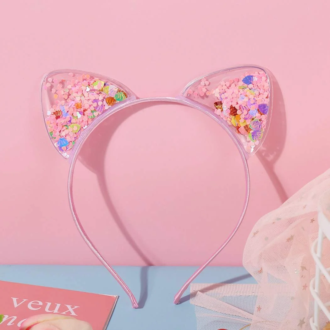 Обруч Вушка котика Квітковий папір Рожевий, фото №5