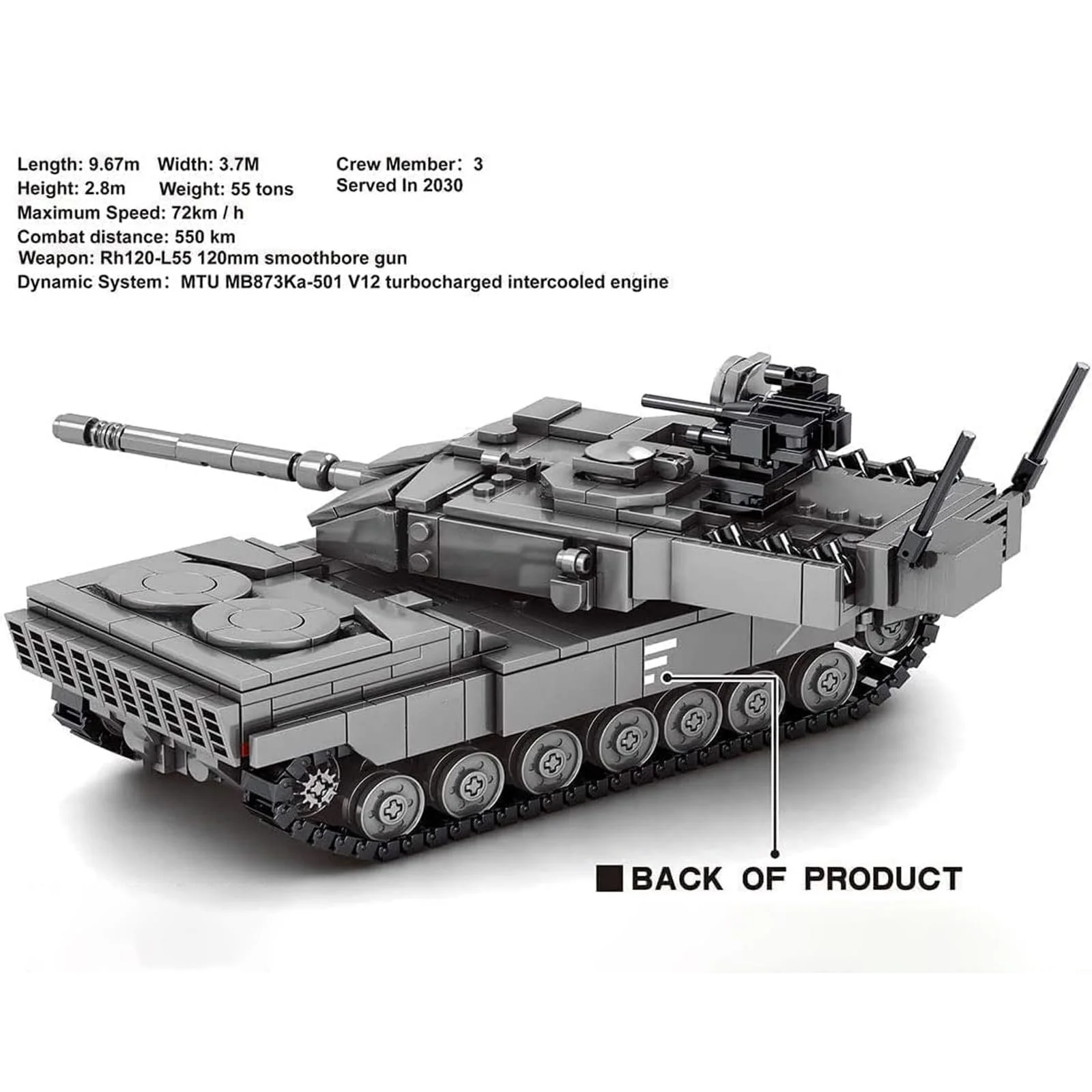 Конструктор Танк Technik Leopard 2A7, 898 деталей, военный, фото №2