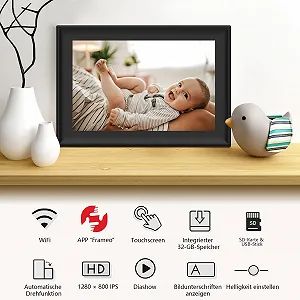 Цифровая фоторамка Frameo WiFi 10.1 дюйма 1280 x 800 Touchscreen Auto Rotation 32 ГБ synthetic.ua - Фото 1