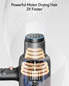 Фен Professional Wavytalk 2200 Вт с диффузором и концентратором, 3 температуры, 2 скорости, серый synthetic.ua - Фото 1