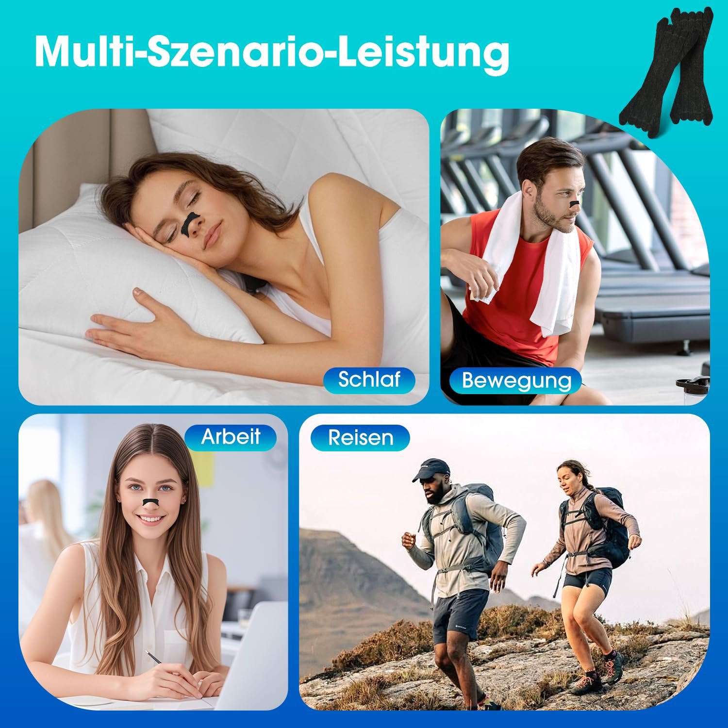 Носові пластирі MYMULIKE 60 шт. для полегшення дихання, проти хропіння та закладеності носа, фото №7