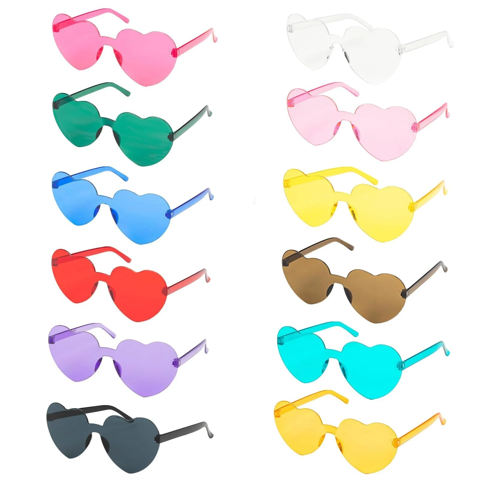 Сонцезахисні окуляри FUNUPUP Серце Прозорі кольори Різнокольорові 12шт, фото №1