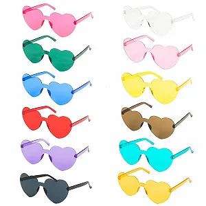 Солнцезащитные очки FUNUPUP Сердце Прозрачные цвета Разноцветные 12шт - Фото 1