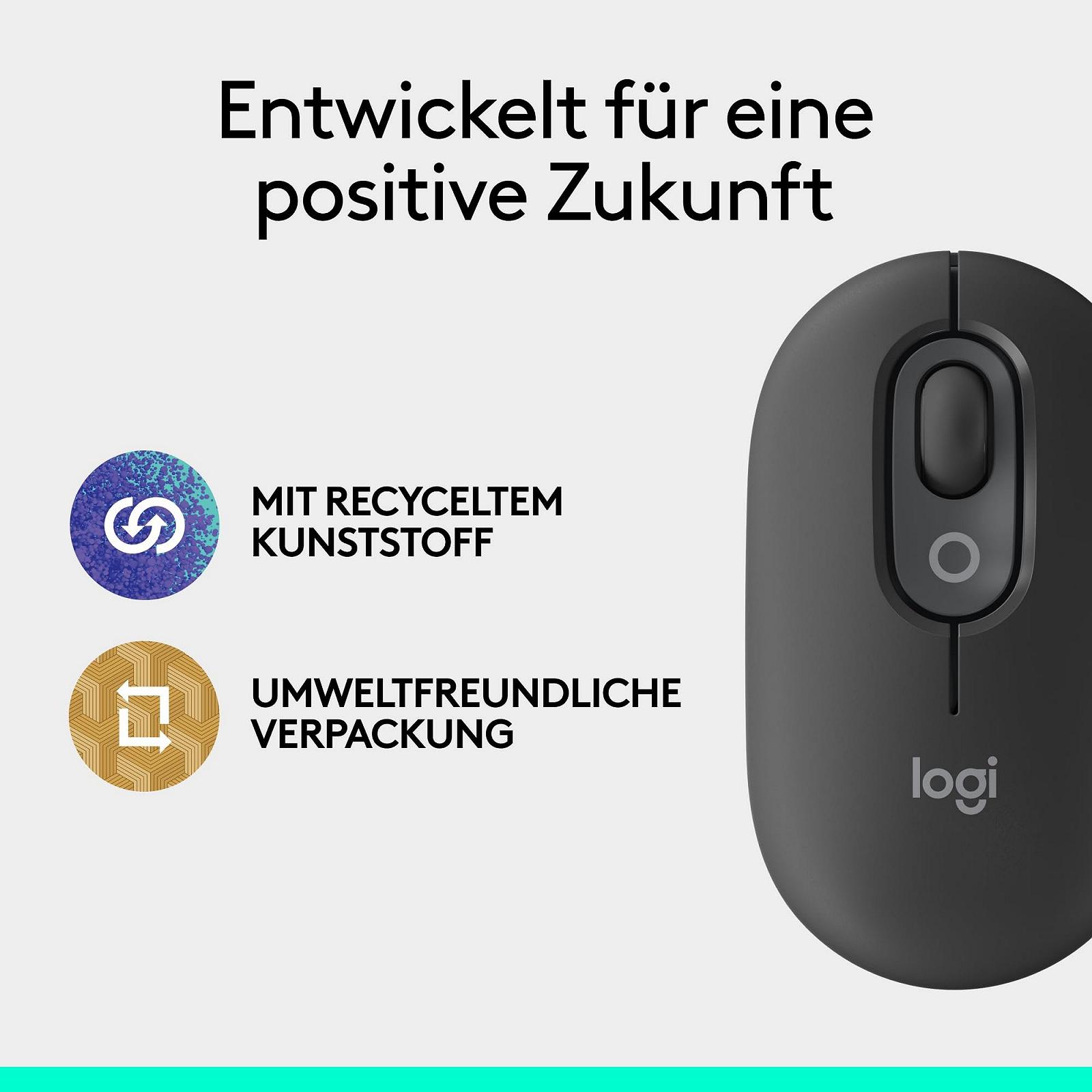 Миша Logitech POP Бездротова Bluetooth Компактна Мобільна з Програмованими Кнопками та Тихими Клацаннями, Graphite, фото №12