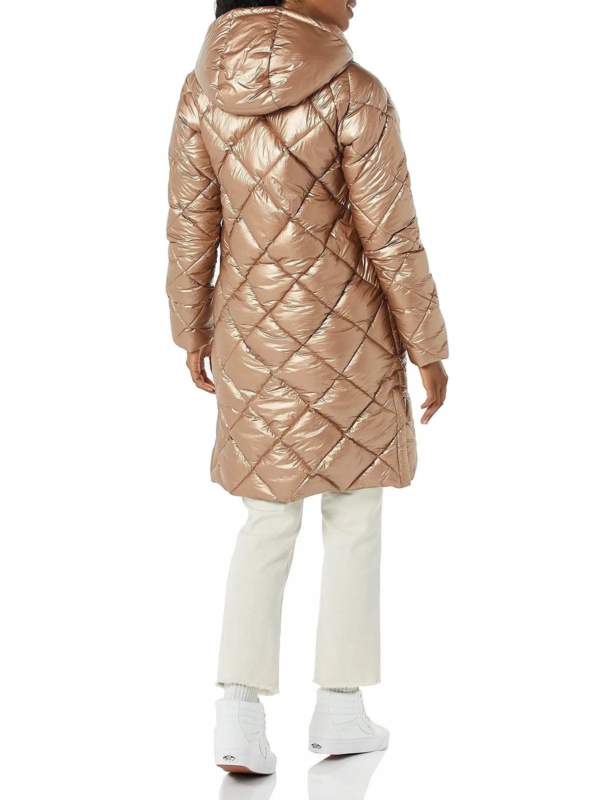 Женское зимнее пальто-пуховик Amazon Essentials до колена с ромбовидной прошивкой и капюшоном, фото №2