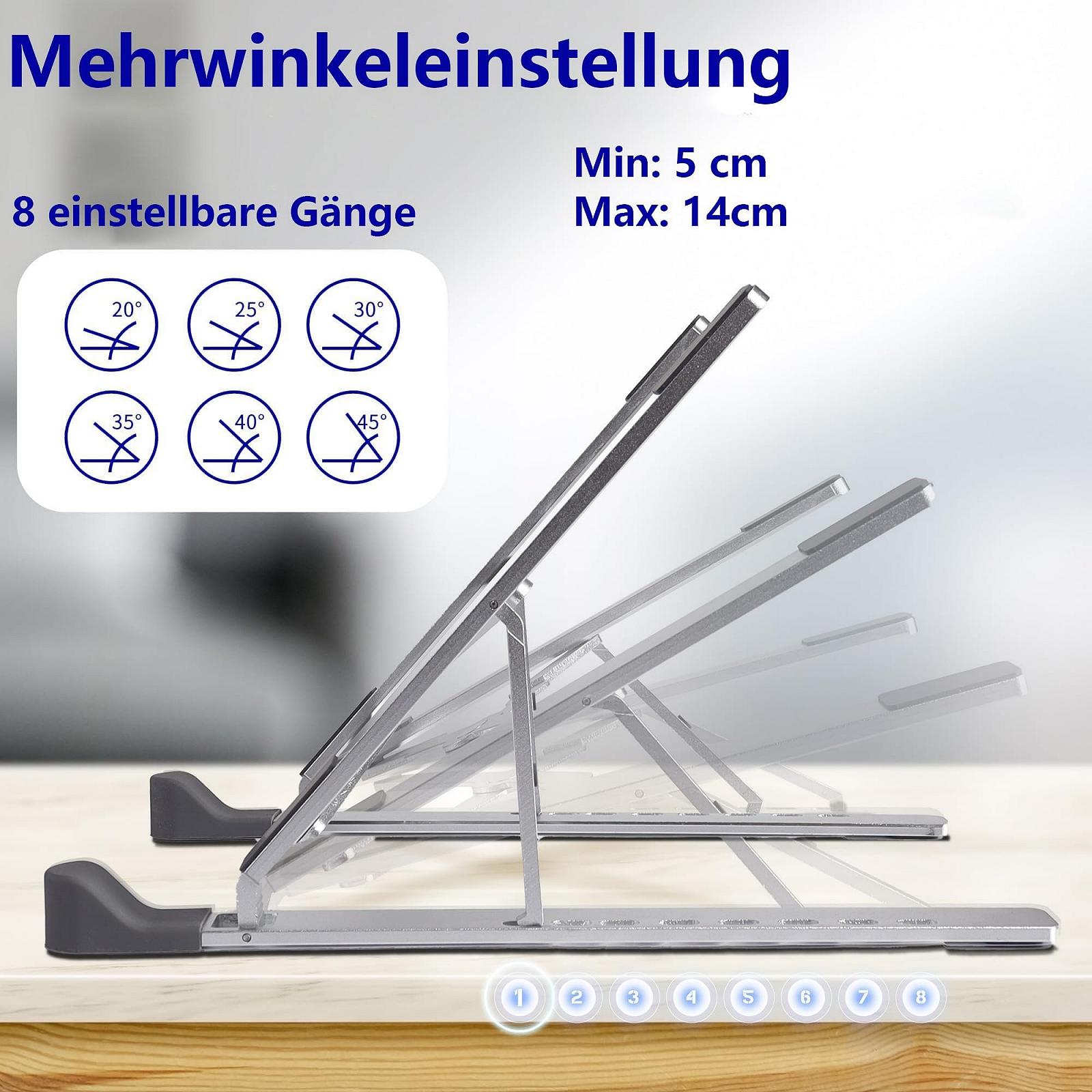 Підставка для ноутбука POWERSUP Регульована алюмінієва складна 10-16 дюймів Сріблястий-06, фото №3