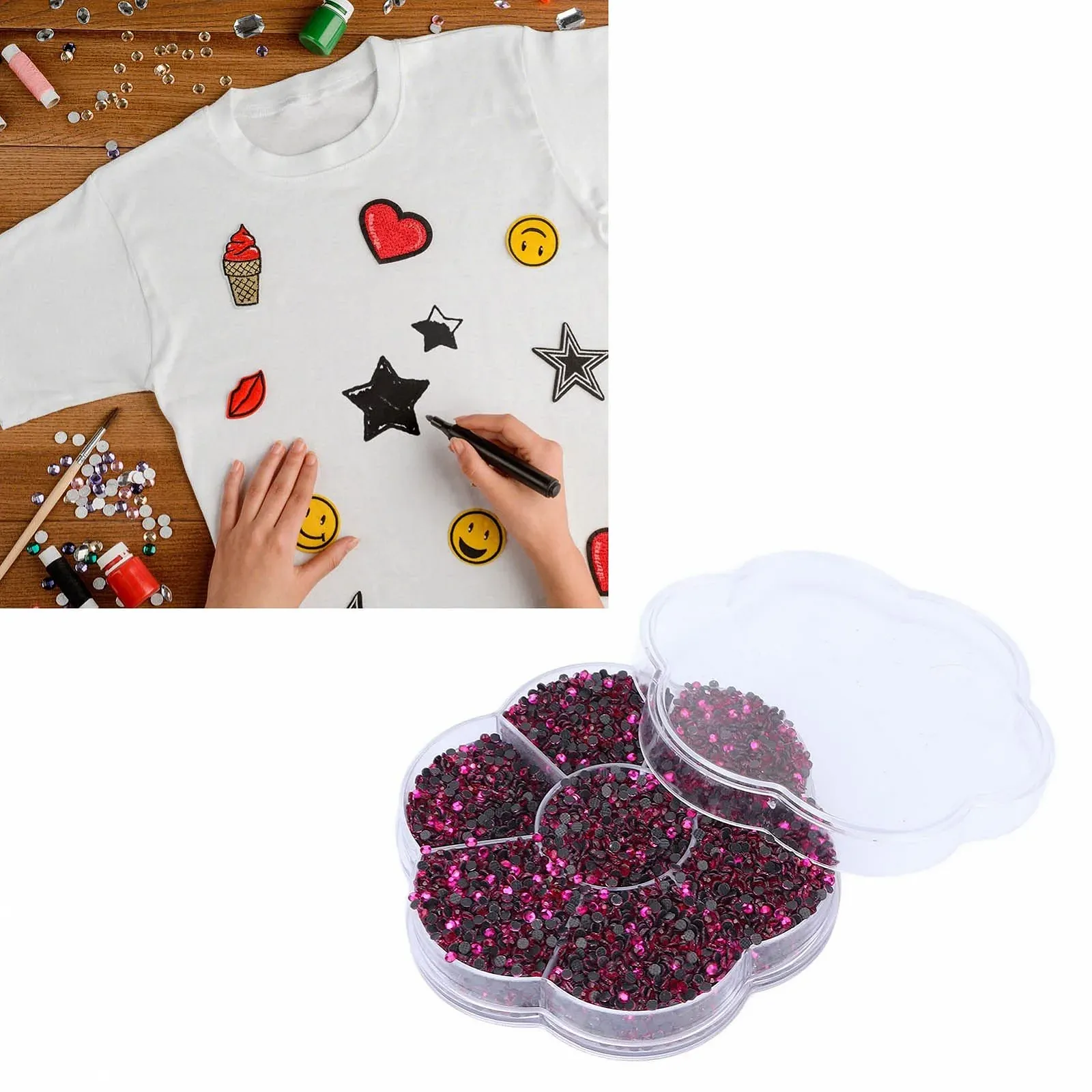 Стрази Термоклей Прозорі Стрази 14400шт, Аксесуари одягу, взуття, Рожеві С601, фото №9