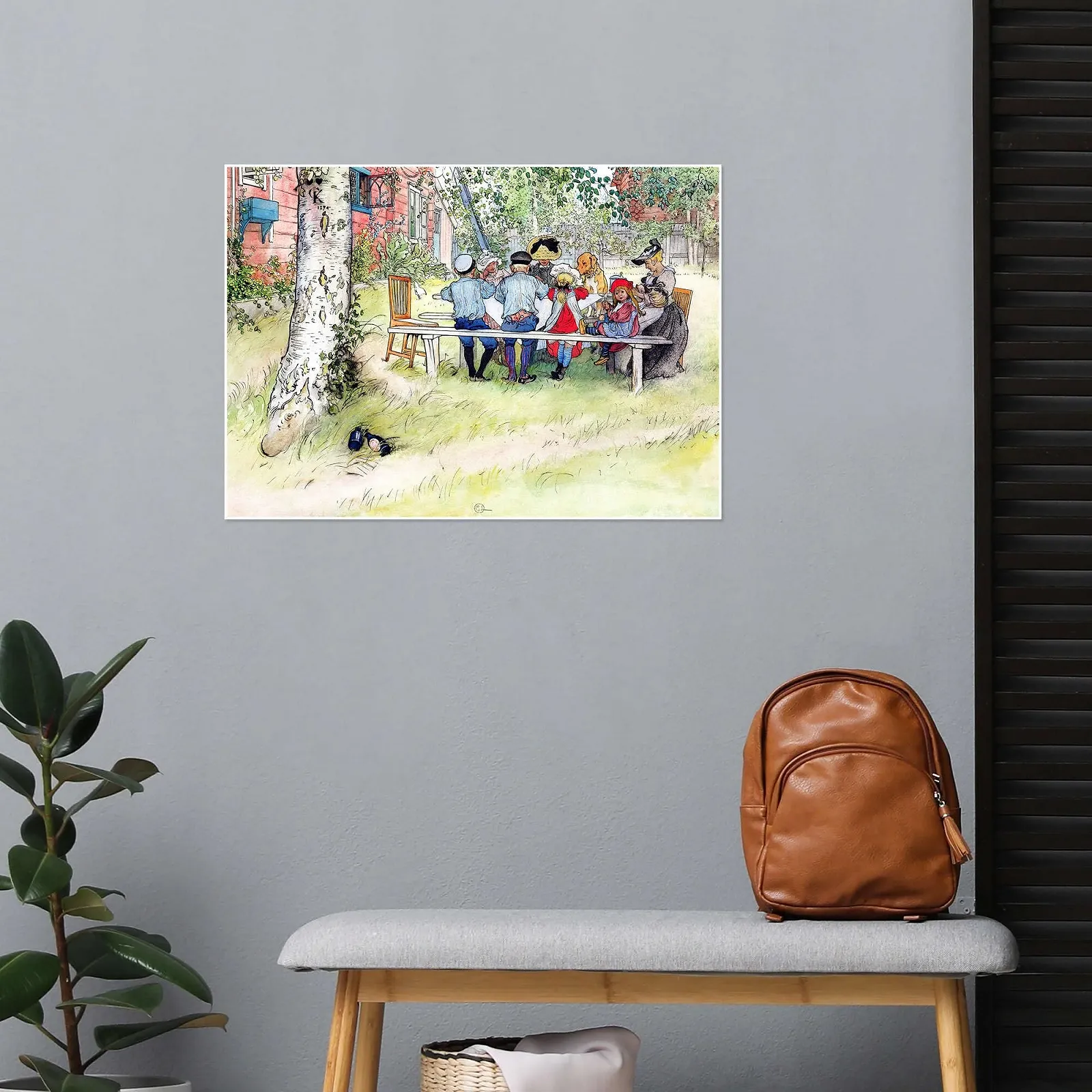 Постер Carl Larsson Breakfast Under the Large Birch 70 x 50 см зеленый Art Nouveau, фото №4