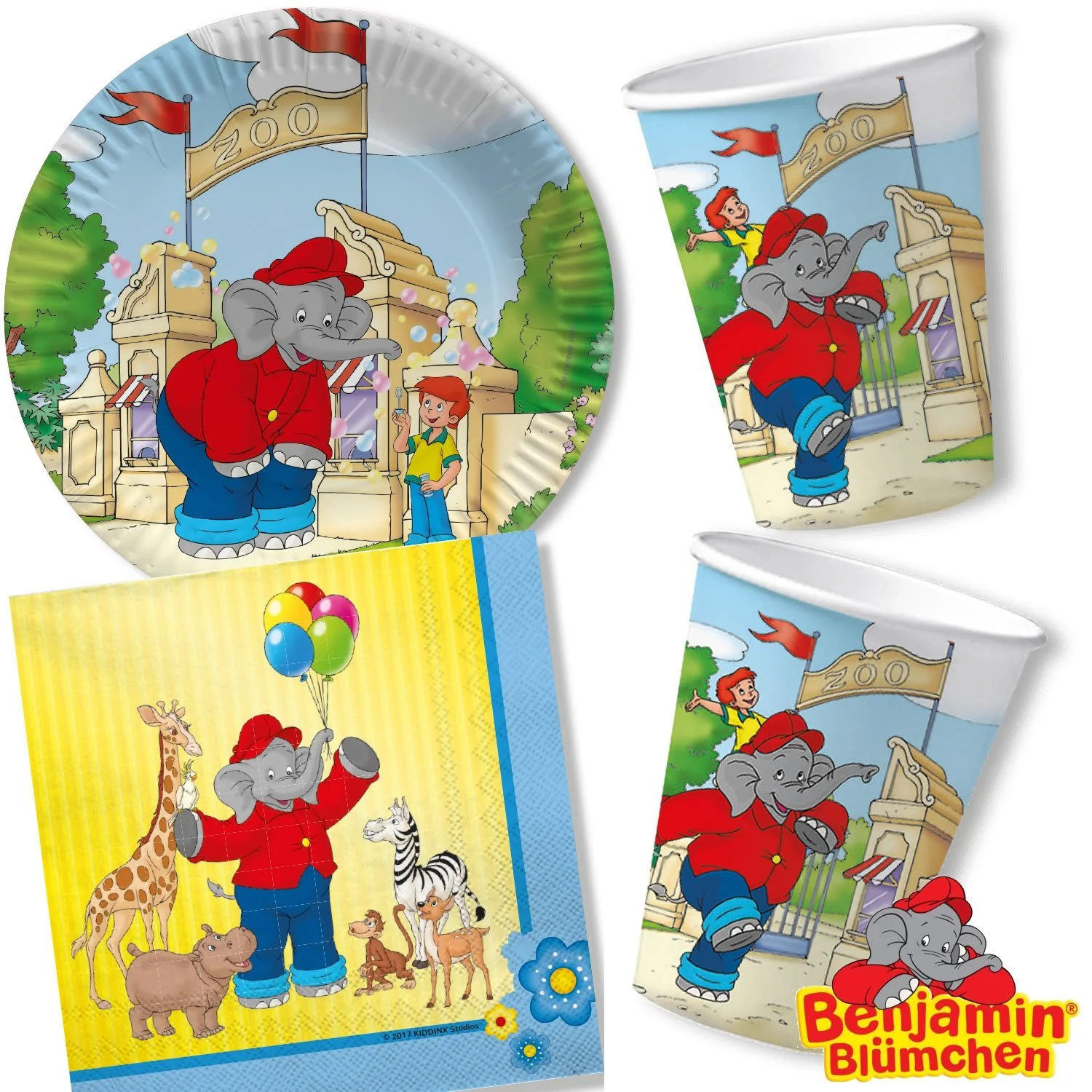 Набір посуду для вечірки Дитячий Benjamin Flowers Тематика Слоненя 37 предметів, фото №3