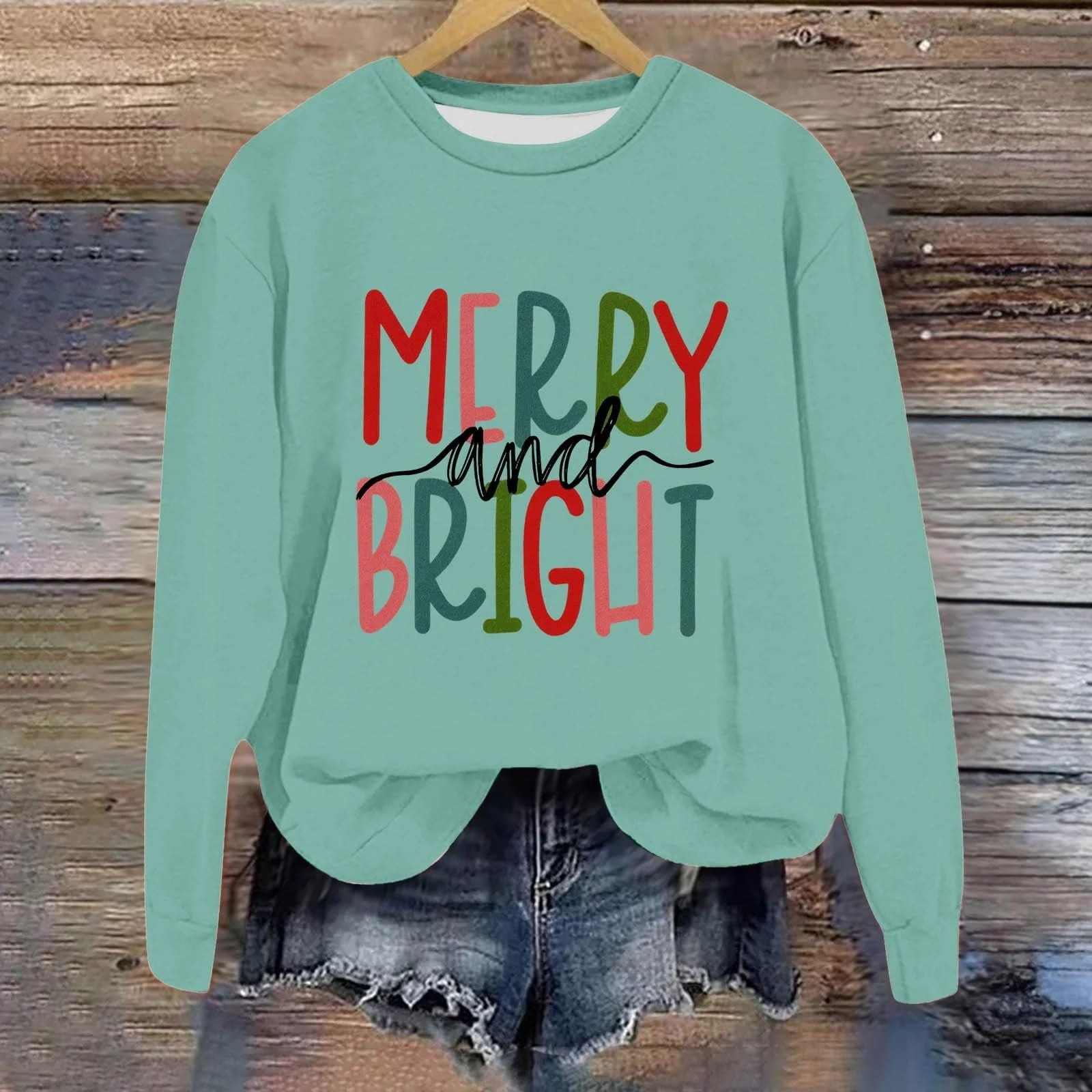 Рождественский джемпер Женский Рождественский свитер без капюшона с длинными рукавами, с надписью, с круглым вырезом, Рождественский топ, Рождественская рубашка для женщин и девушек-подростков, фото №3