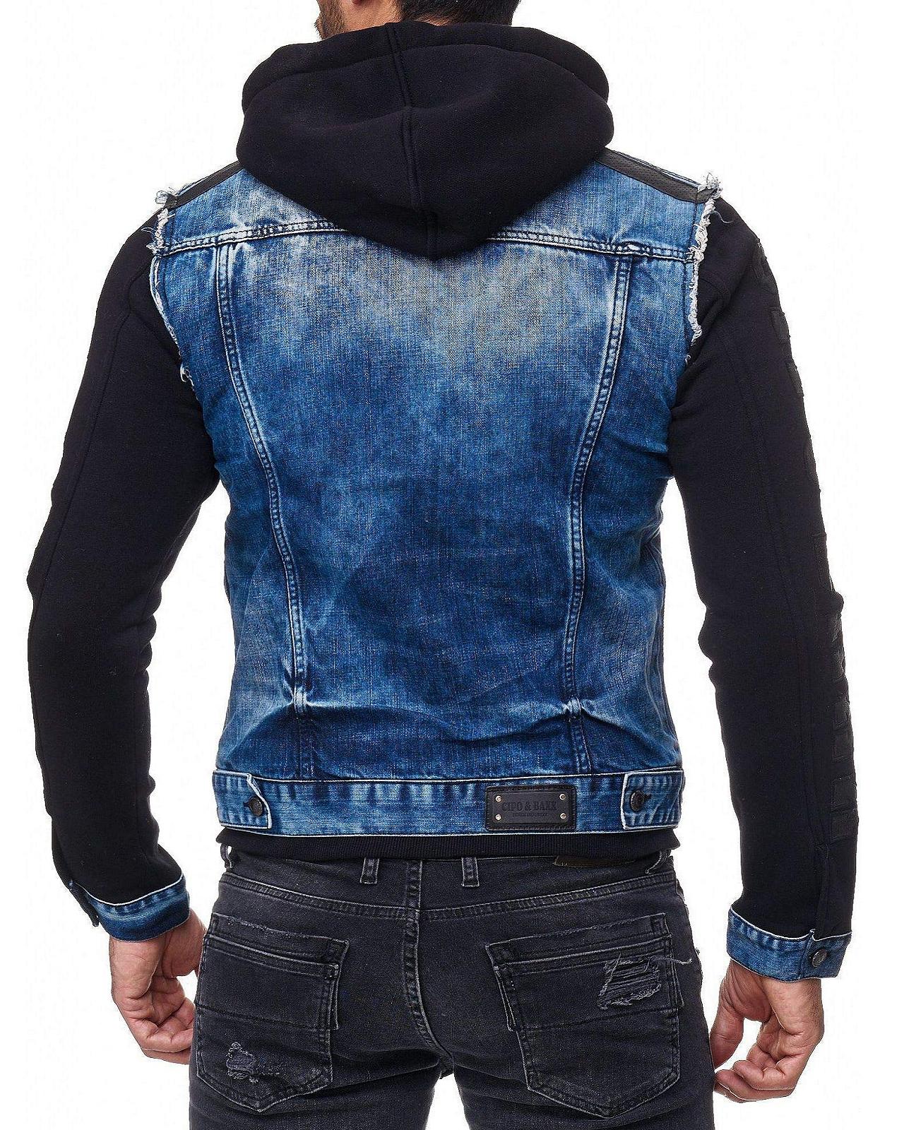 Джинсова куртка Cipo & Baxx Regular Fit з капюшоном, подвійний стиль, модні деталі, вінтажний міський стиль, фото №5