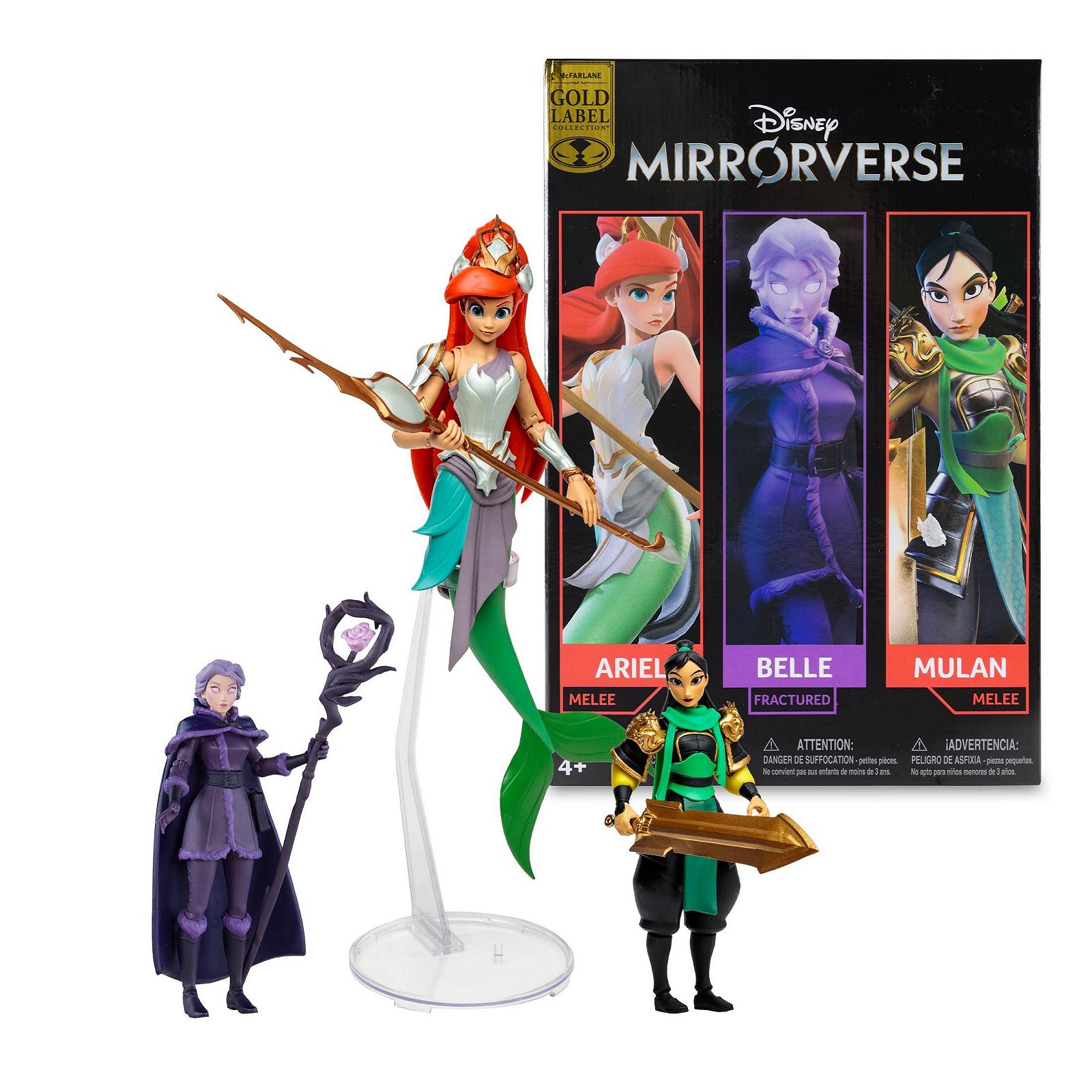 Фигурки Disney Mirrorverse Мулан, Белль (Сломана) & Ариэль (Gold Label) 13-18 см, фото №1
