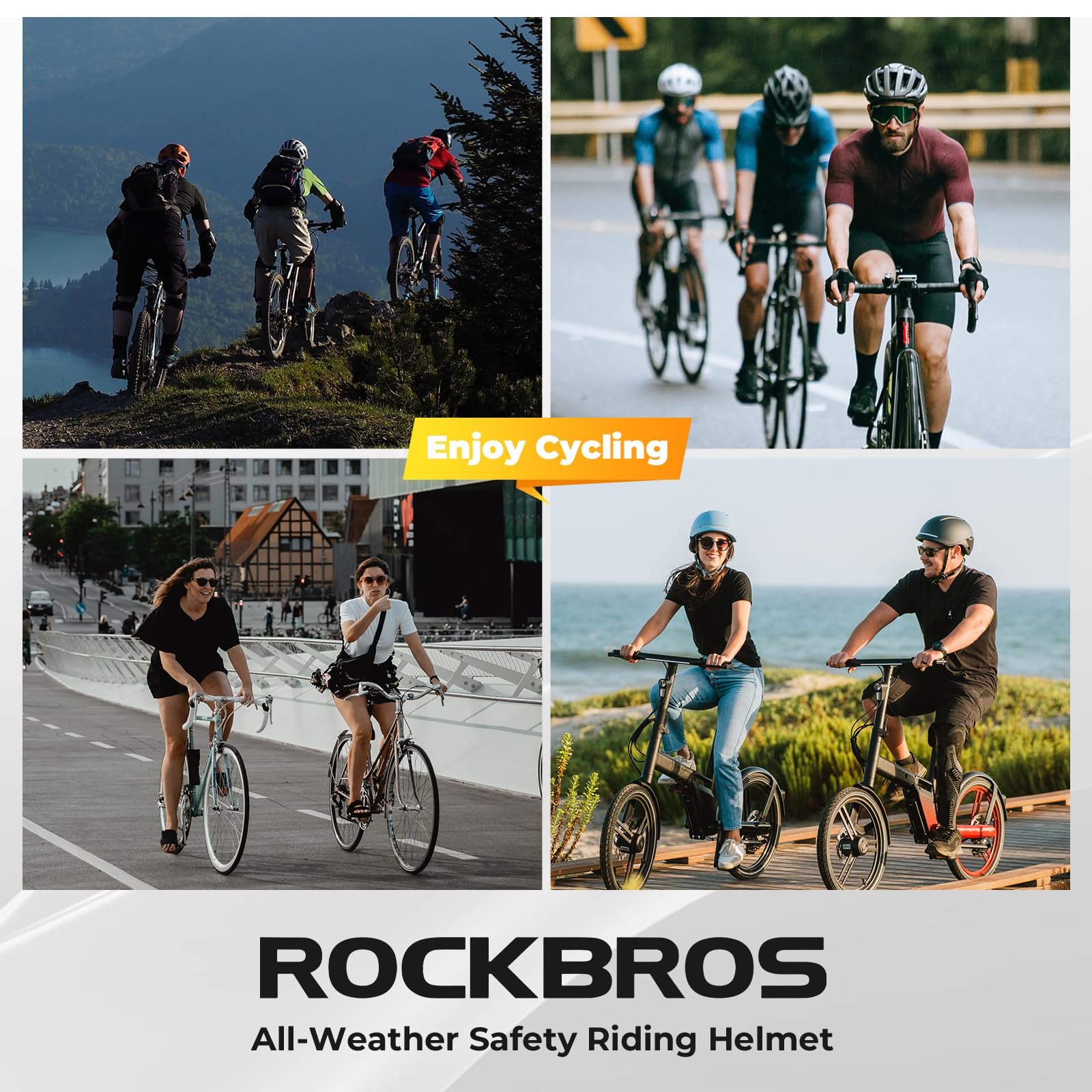 Шолом ROCKBROS Велосипедний із заднім ліхтарем, 55-60 см, фото №6