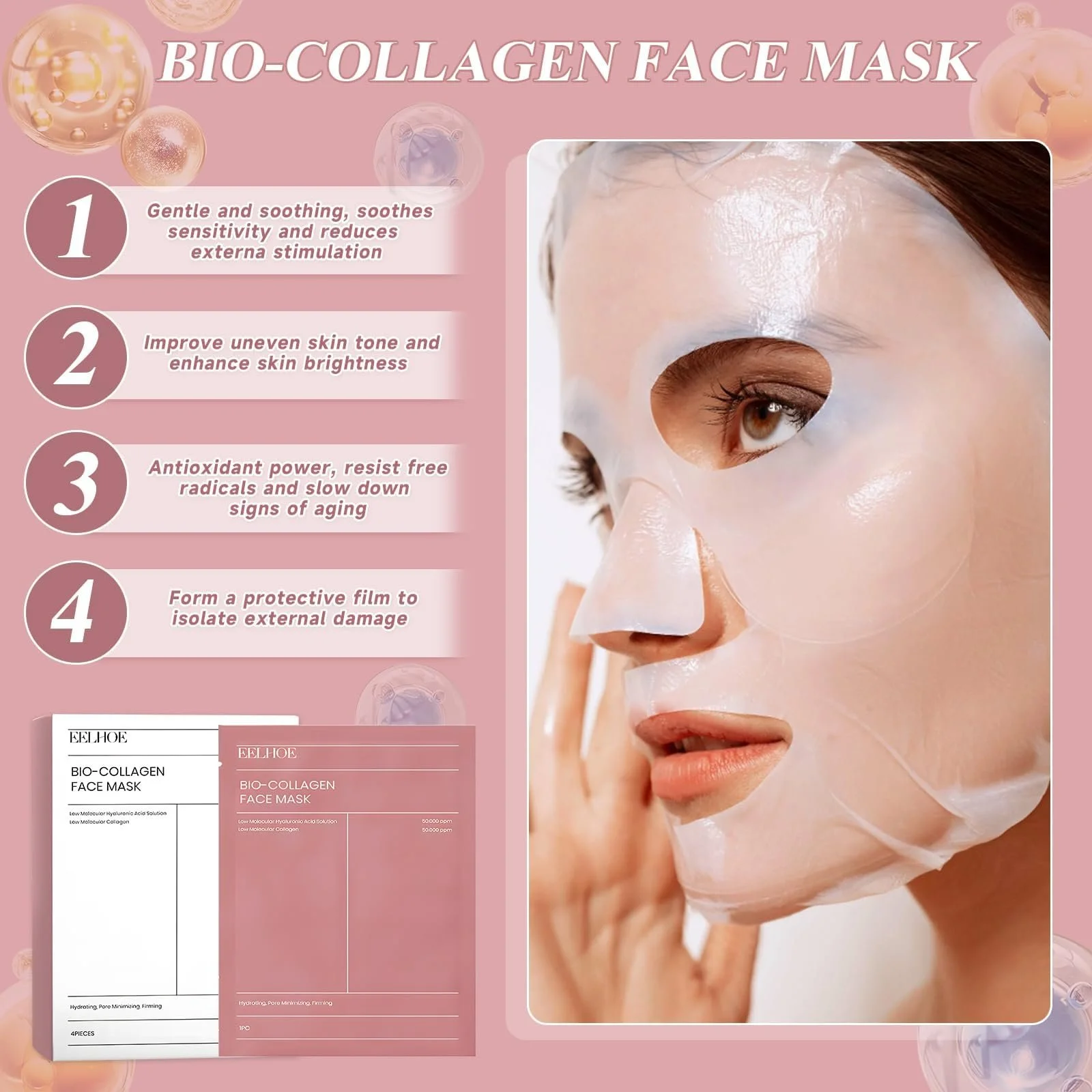 Маска для обличчя Collagen Real Deep 4 шт + Сироватка Triple Collagen 30 мл, гідрогелева маска для обличчя з колагеном, фото №4 Маска для обличчя Collagen Real Deep 4 шт + Сироватка Triple Collagen 30 мл, гідрогелева маска для обличчя з колагеном, фото №4