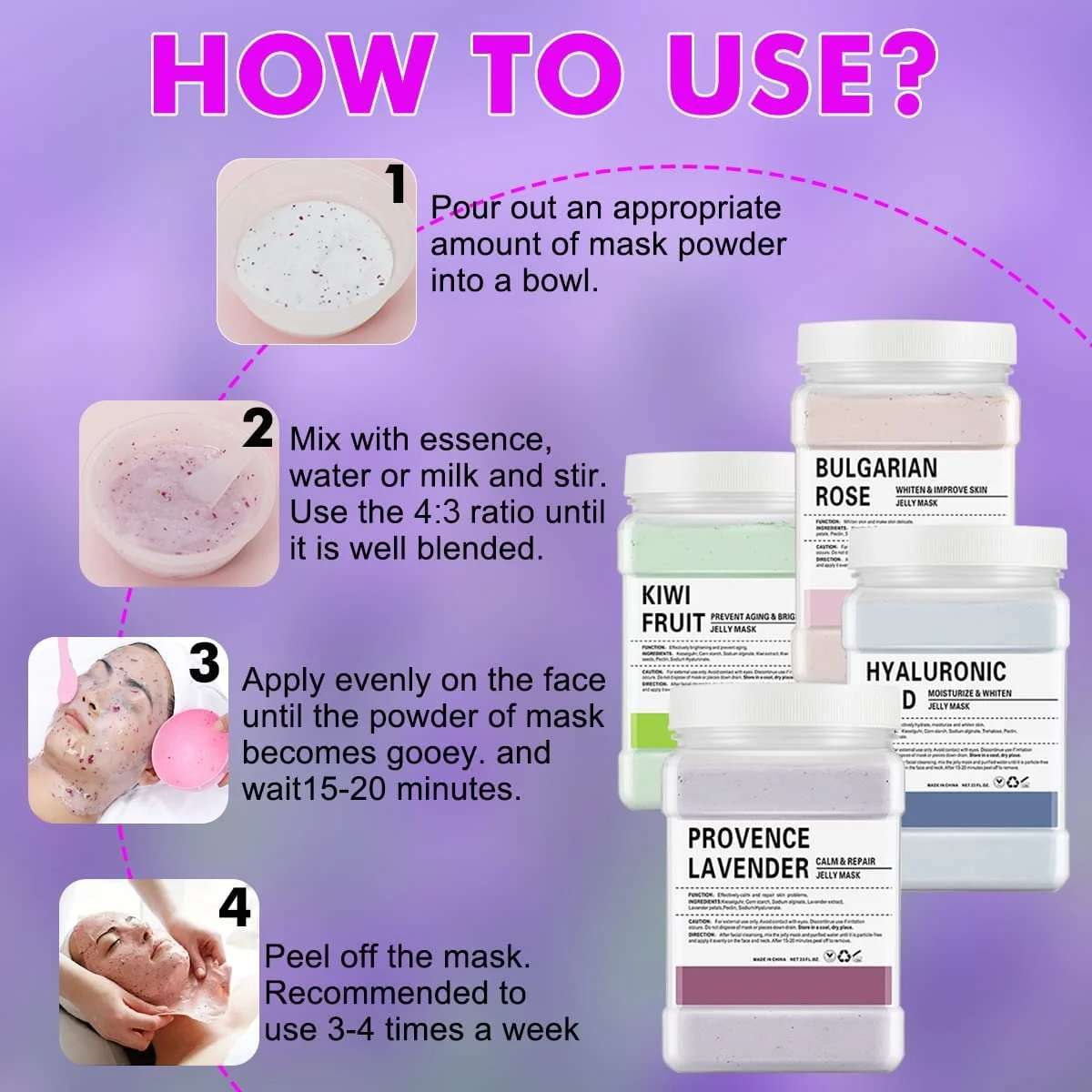 Маска для обличчя Желе POZTL Лаванда Заспокійлива, професійна гідро маска-плівка, фото №2