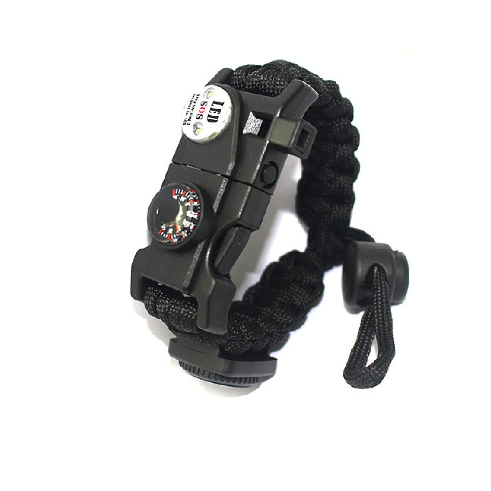 Браслет виживання Paracord FAMKIT з кресалом, свистком/компасом, тактичне аварійне обладнання зі світлодіодним підсвічуванням SOS для кемпінгу/бушкрафту/надзвичайних ситуацій, 2 шт., фото №3