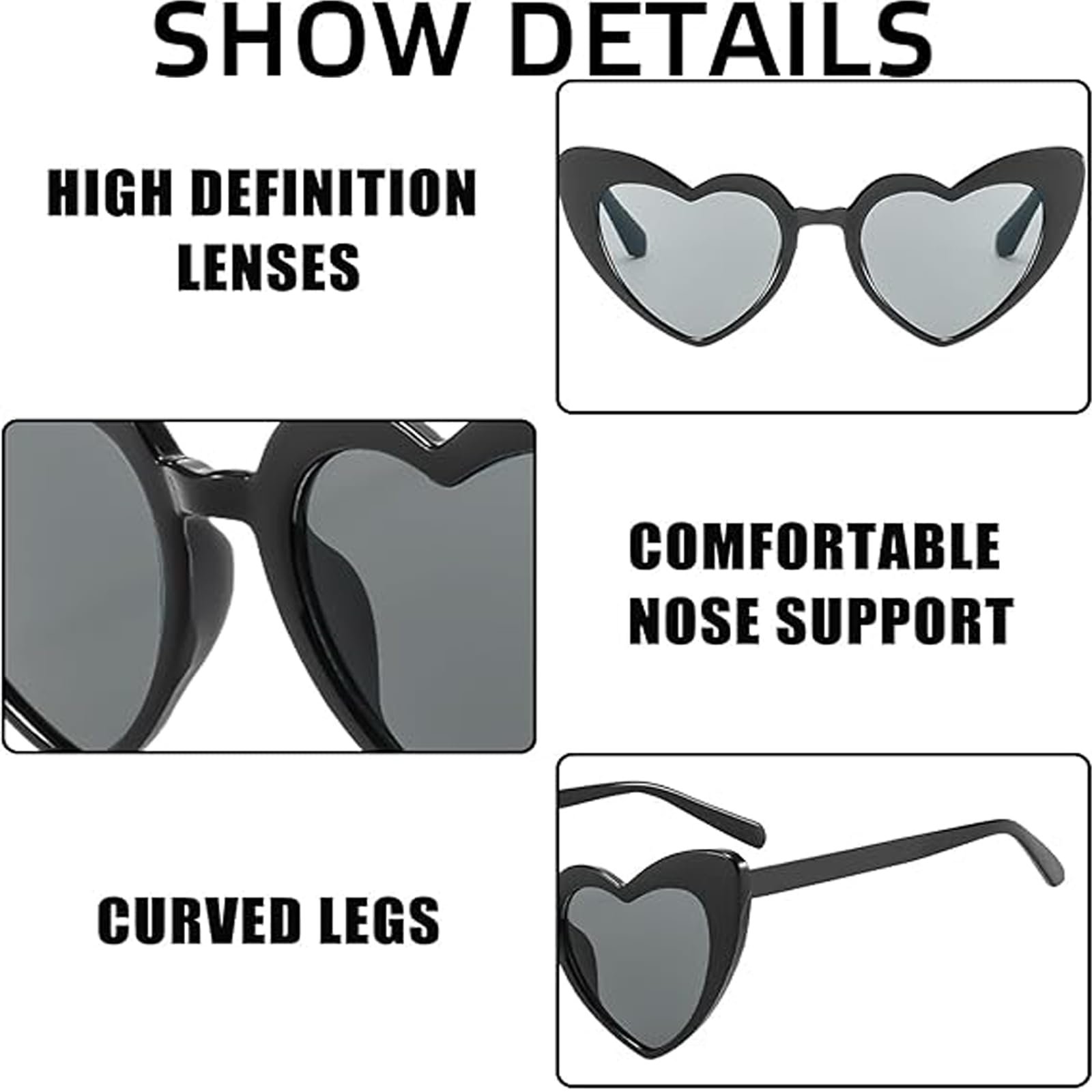 Солнцезащитные очки в форме сердца в стиле ретро Exsbtay (6 шт.), фото №3