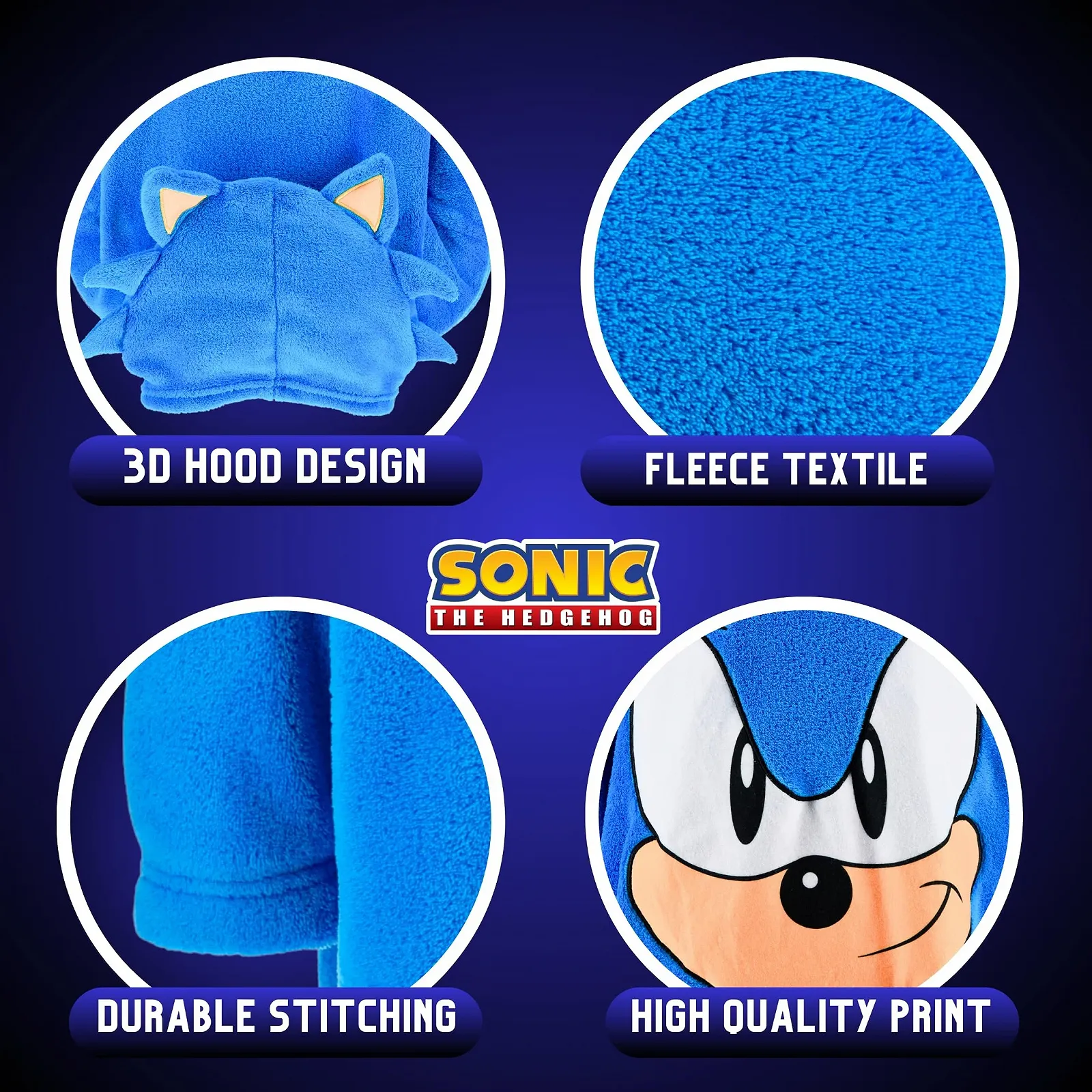 Одеяло-худи Sonic The Hedgehog для мальчиков, мягкое флисовое 3D одеяло, размеры от 3 до 8 лет, фото №5 Одеяло-худи Sonic The Hedgehog для мальчиков, мягкое флисовое 3D одеяло, размеры от 3 до 8 лет, фото №5