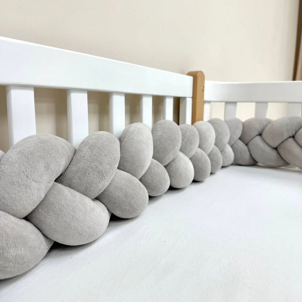 Бортик-коса сірий 360 см на всі сторони ліжечка, фото №3