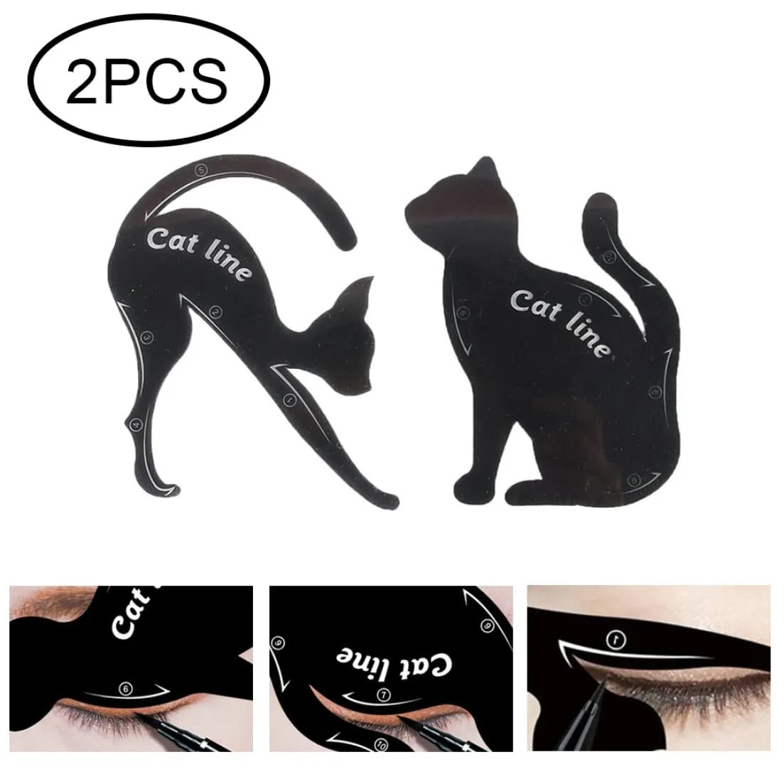 Трафарет для подводки глаз Кошка ПВХ материал 2 шт, фото №7