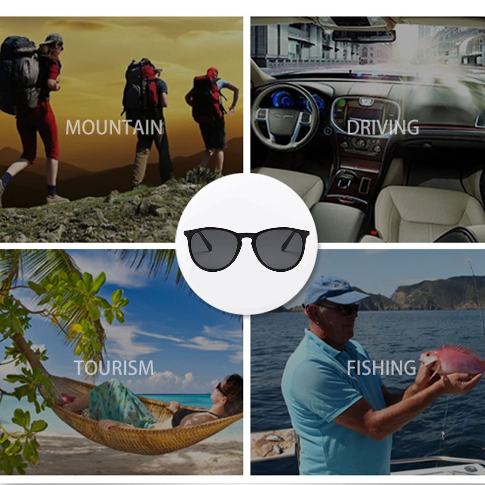 Солнцезащитные очки DZCYAOHL Ретро Круглые UV400 Черный (3 шт), фото №3