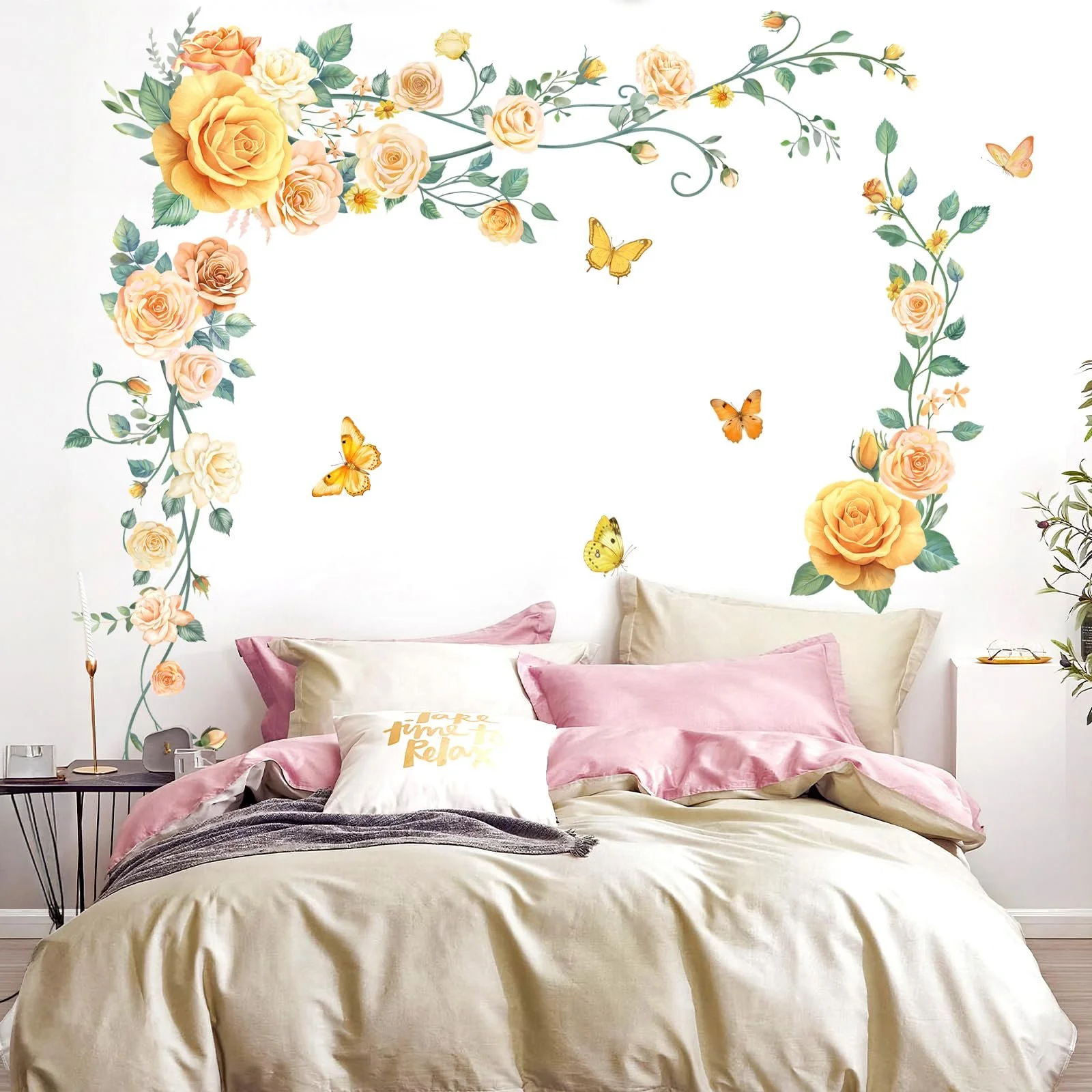 Наклейка на стіну DIY Ботанічні жовті троянди, фото №2 Наклейка на стіну DIY Ботанічні жовті троянди, фото №2