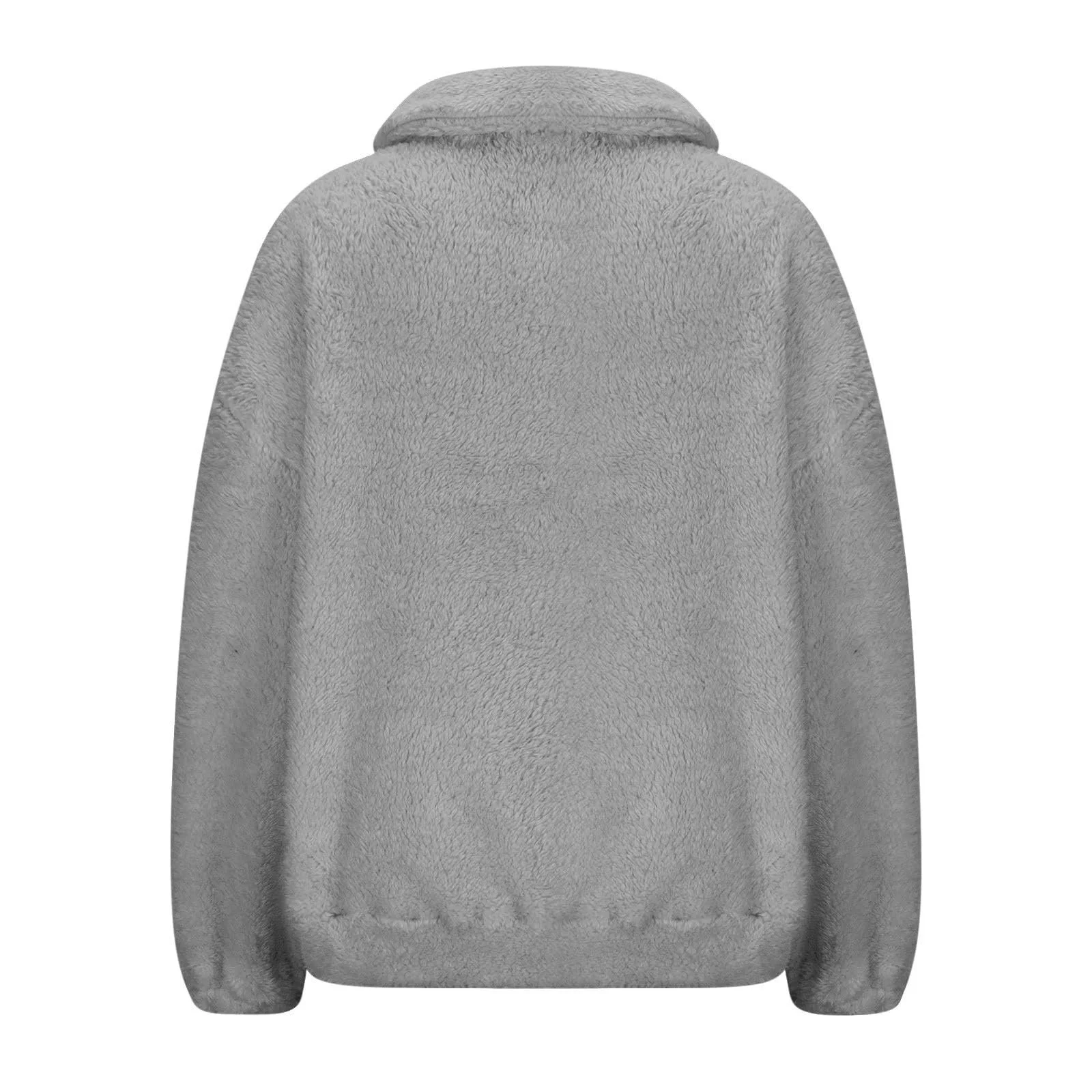 Женский пуловер Teddy Fleece, флисовая кофта с длинными рукавами, легкий свитшот, удобная мягкая блузка, зимние топы, топы на половину молнии, рубашка со стоячим воротником, однотонный зимний джемпер, джемпер с длинными рукавами, фото №5