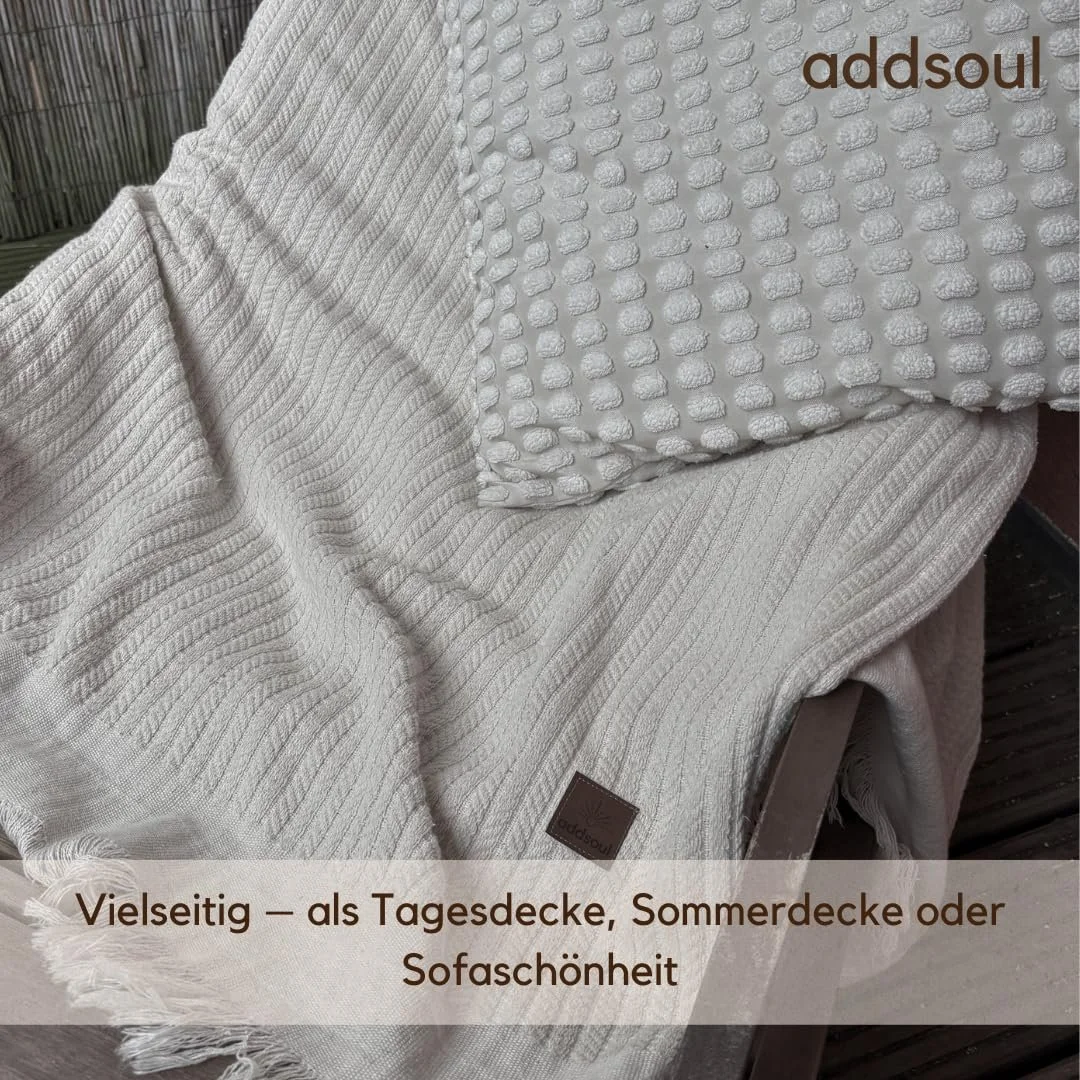 Покрывало ADDSOUL Cairo 170 x 220 см Пике Комплект Одеяло Oeko Tex 100% Хлопок Песочный, фото №4