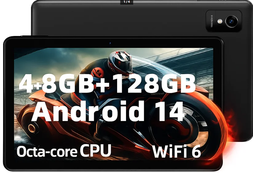 Планшет 10.1" Rebecco K70 4+8/128Gb 8 ядер Android 14 6000 mAh Black, фото №1