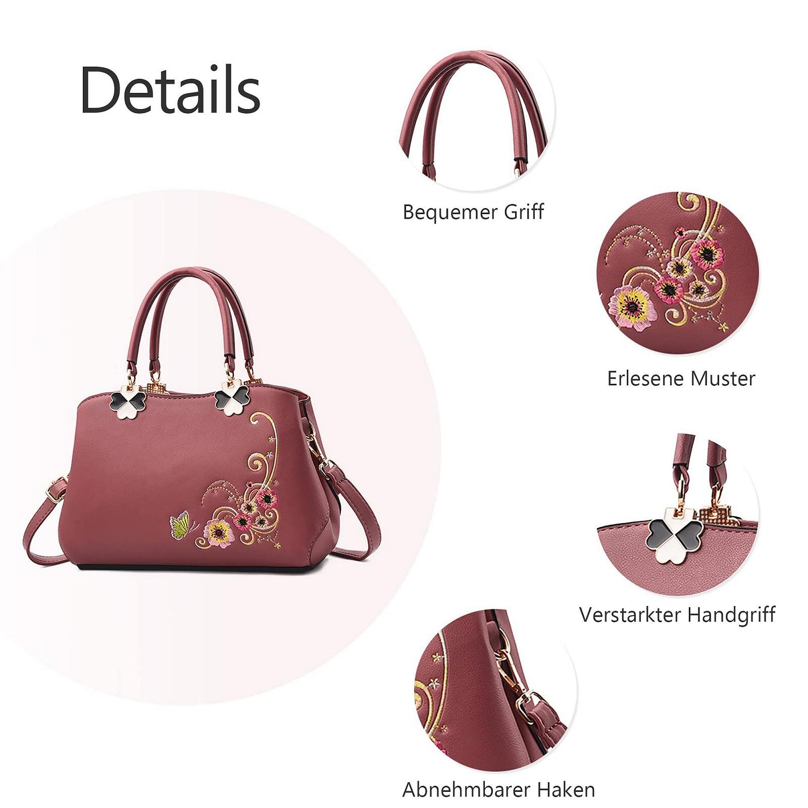 Сумка FOLOVEYA женская элегантная с цветочным узором, на плечо, с верхней ручкой, из искусственной кожи, тоут, кроссбоди для шоппинга, работы, путешествий, с вышивкой, фото №5