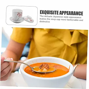 Чаша для супа Gatuida керамическая с крышкой маленькая японская Белая synthetic.ua - Фото 1