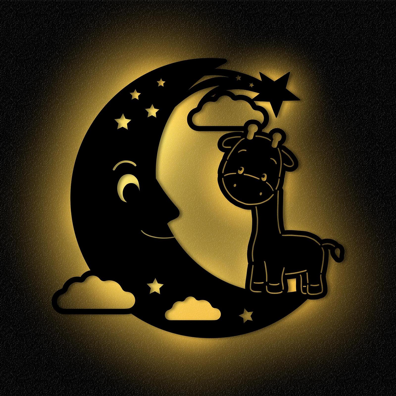Настенная лампа Moon Giraffe I Ночник Snooze Light Детская комната Дети Девочки Мальчики I МДФ Дерево Питание от батареек, фото №2