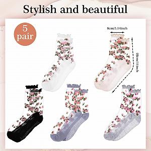 Прозрачные носки 5 пар, женские чулки, дышащие нейлоновые чулки, цветные тонкие носки, 5 цветов synthetic.ua - Фото 1