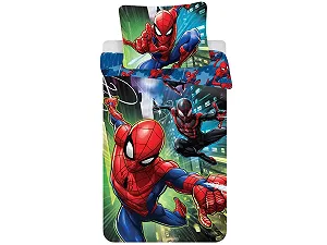 Дитяча Постільна білизна дитяча Jerry Fabrics Spiderman 140 x 200 см + 70 x 90 см, бавовна, на блискавці, різнокольорова - Фото 1