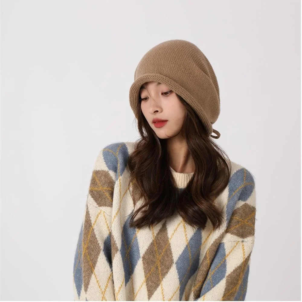 Шапка-бини Вязаная Удлиненная с закатанным краем, фото №7 Шапка-бини Вязаная Удлиненная с закатанным краем, фото №7