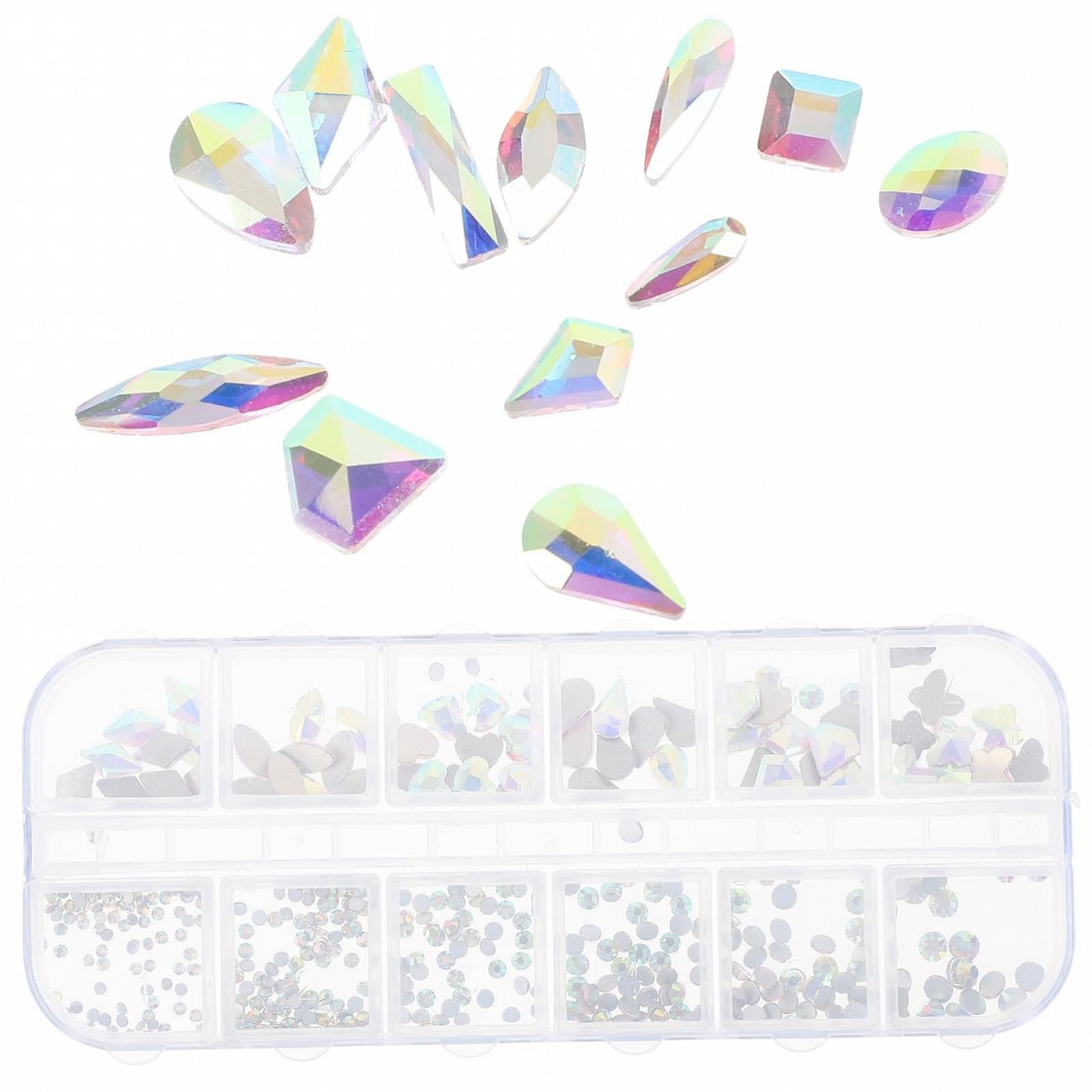 Набір прикрас для нігтів PACKOVE 12 відділень Стрази Flatback Блискітки Декор, фото №1