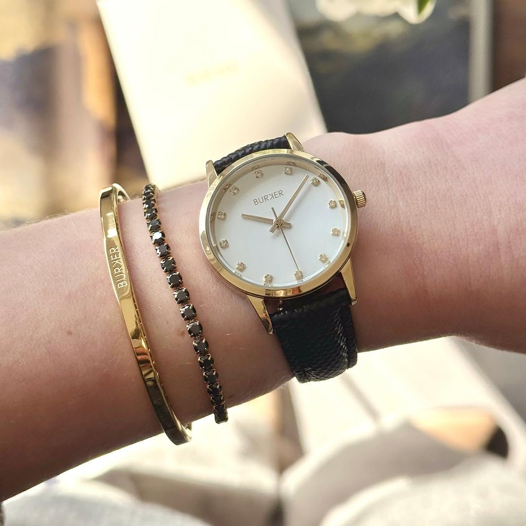 Женские часы BURKER Amy Круглые женские часы с цирконием Кожаный ремешок Нержавеющая сталь Аналоговый Кварц 3 ATM Водонепроницаемые - 32 мм - Золотой Коричневая Кожа, фото №4 Женские часы BURKER Amy Круглые женские часы с цирконием Кожаный ремешок Нержавеющая сталь Аналоговый Кварц 3 ATM Водонепроницаемые - 32 мм - Золотой Коричневая Кожа, фото №4