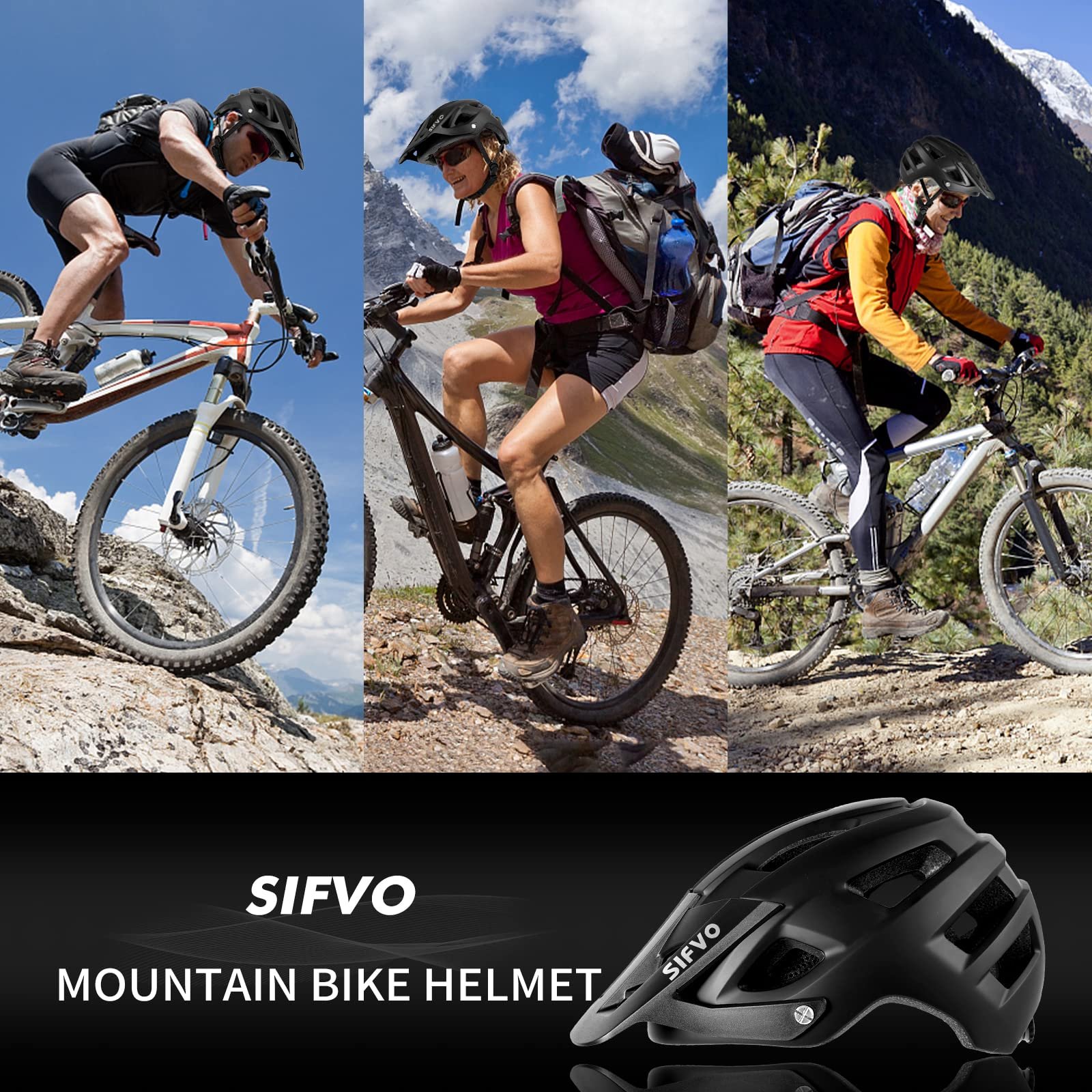 Велосипедный шлем SIFVO MTB, для мужчин и женщин, с козырьком, для взрослых и подростков, размер M/L (54-58-62 см), для горного велосипеда, для шоссейного велосипеда, легкий и регулируемый, фото №6