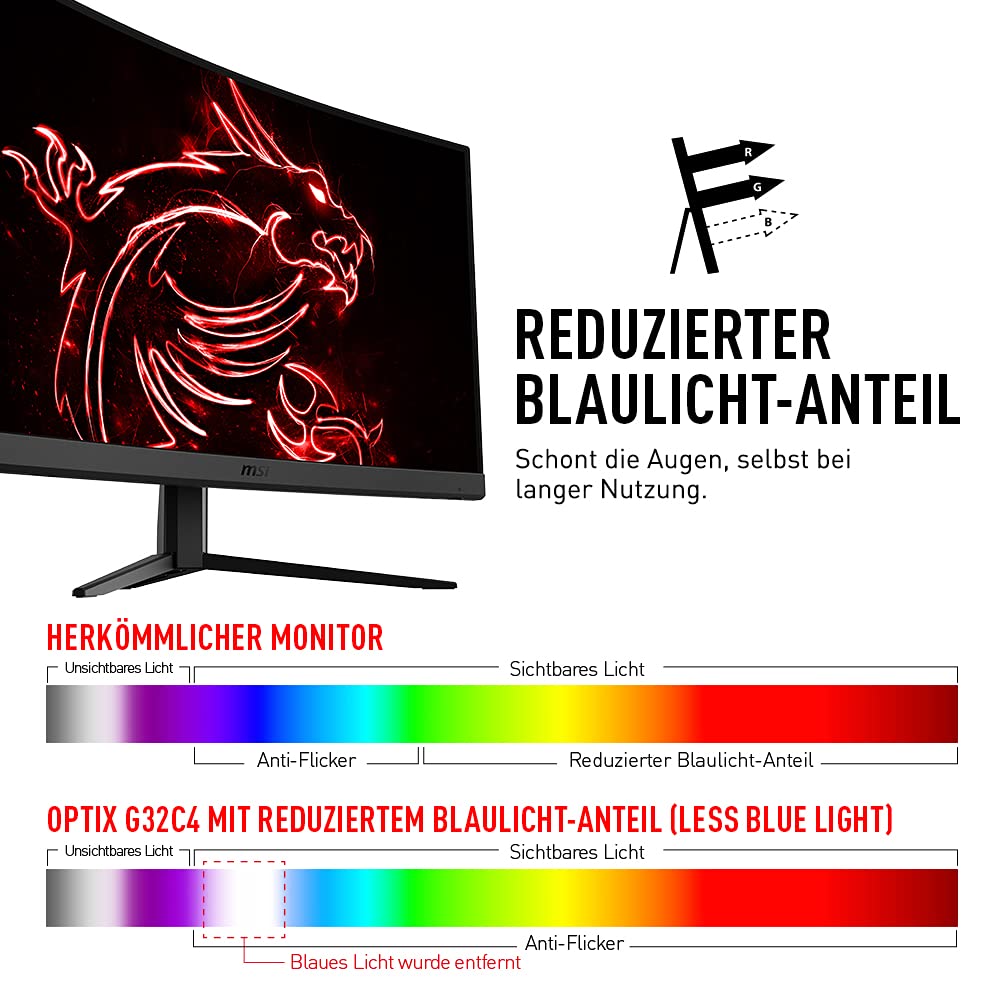 Монітор MSI Optix G32C4 32" FHD 165Hz VA FreeSync HDMI DP чорний версія DE, фото №4
