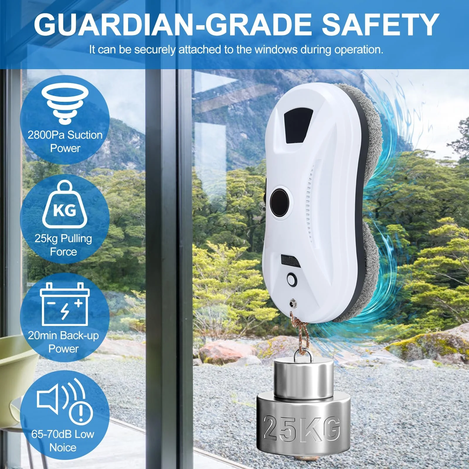 Робот для миття вікон Umelee з функцією розпилення води, 2800 Па, 10 серветок для прибирання, для вікон у приміщенні та на вулиці, фото №4 Робот для миття вікон Umelee з функцією розпилення води, 2800 Па, 10 серветок для прибирання, для вікон у приміщенні та на вулиці, фото №4