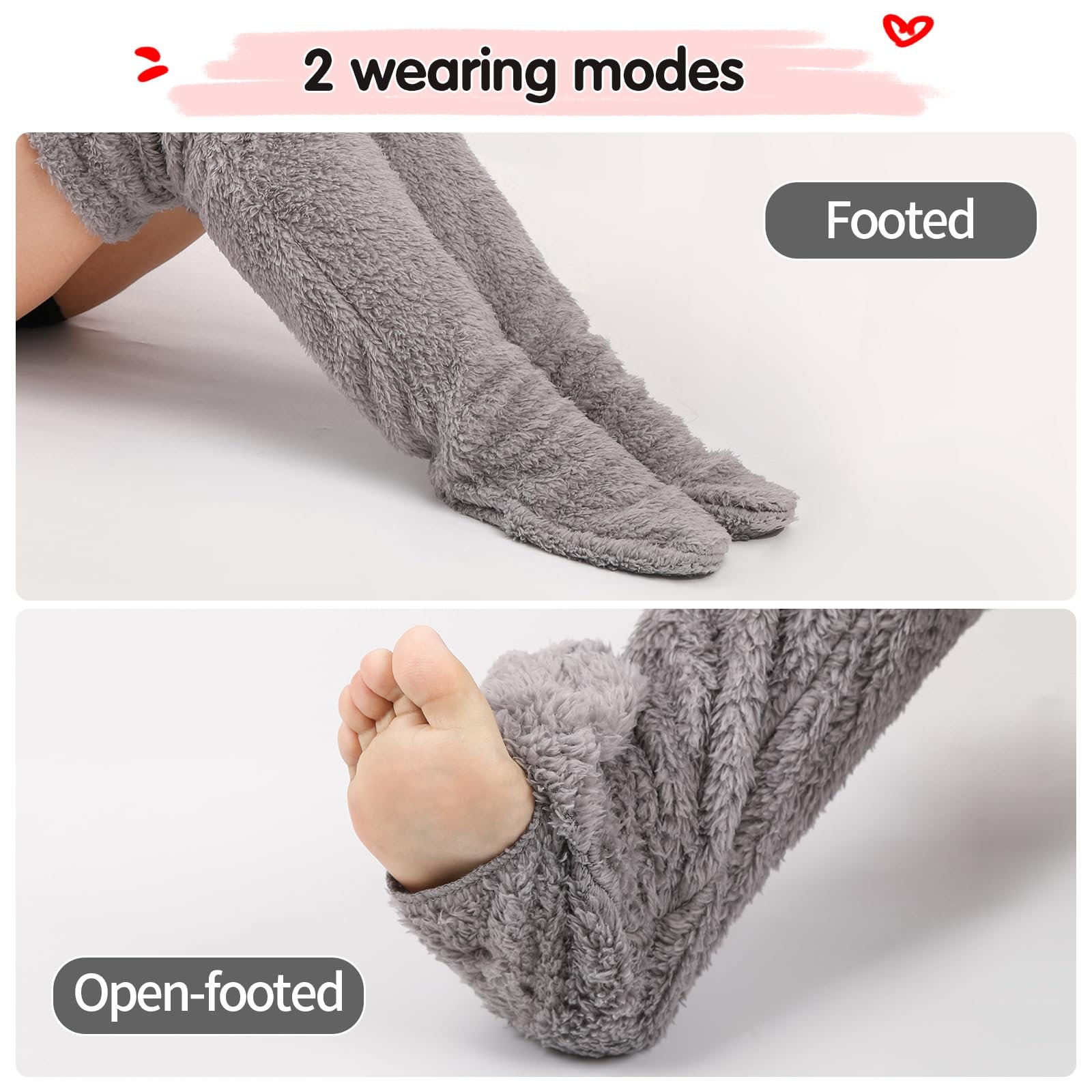 Женские плюшевые чулки выше колена для дома, зимние носки для сна, зимние женские носки-чулки, носки для сна дома, зимние теплые носки для сна, фото №4