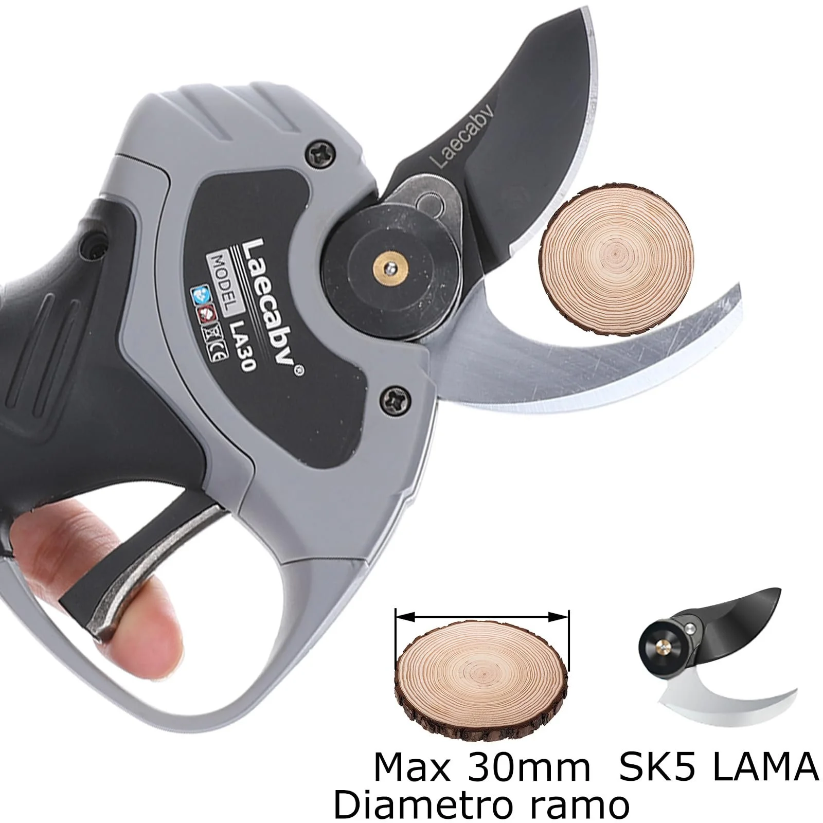 Секатор Laecabv LA30GYBK 30 мм електричний з 2 акумуляторами 21В/2Аг, фото №4