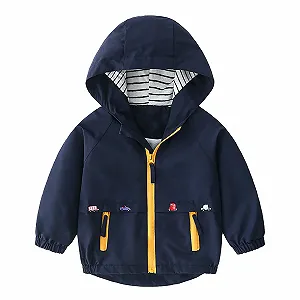 Куртка з капюшоном для хлопчиків Mjjsk, вітрозахисна, на блискавці, з довгими рукавами - Фото 1